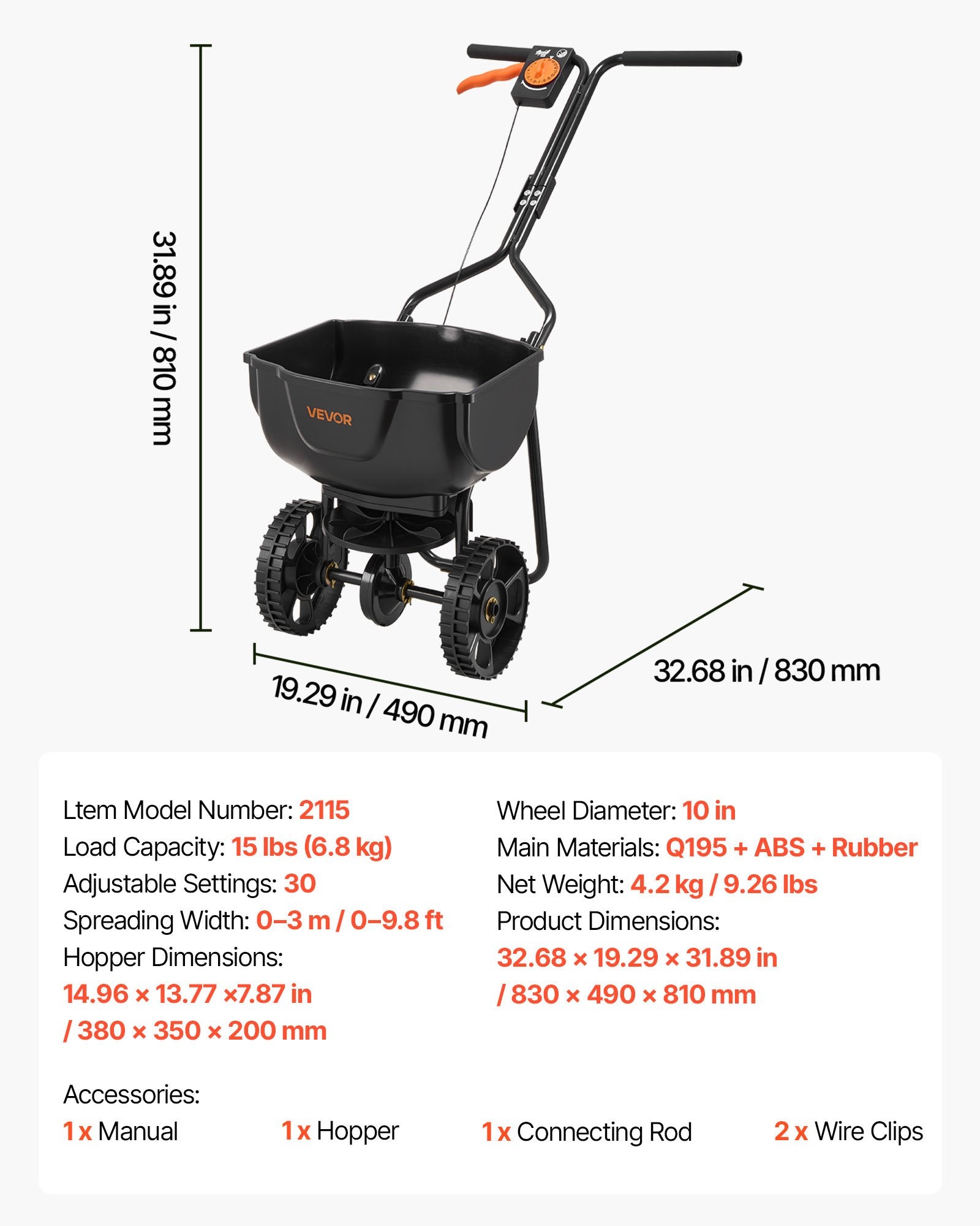 Stumdomas barstytuvas VEVOR 2115, 6,8 kg talpa