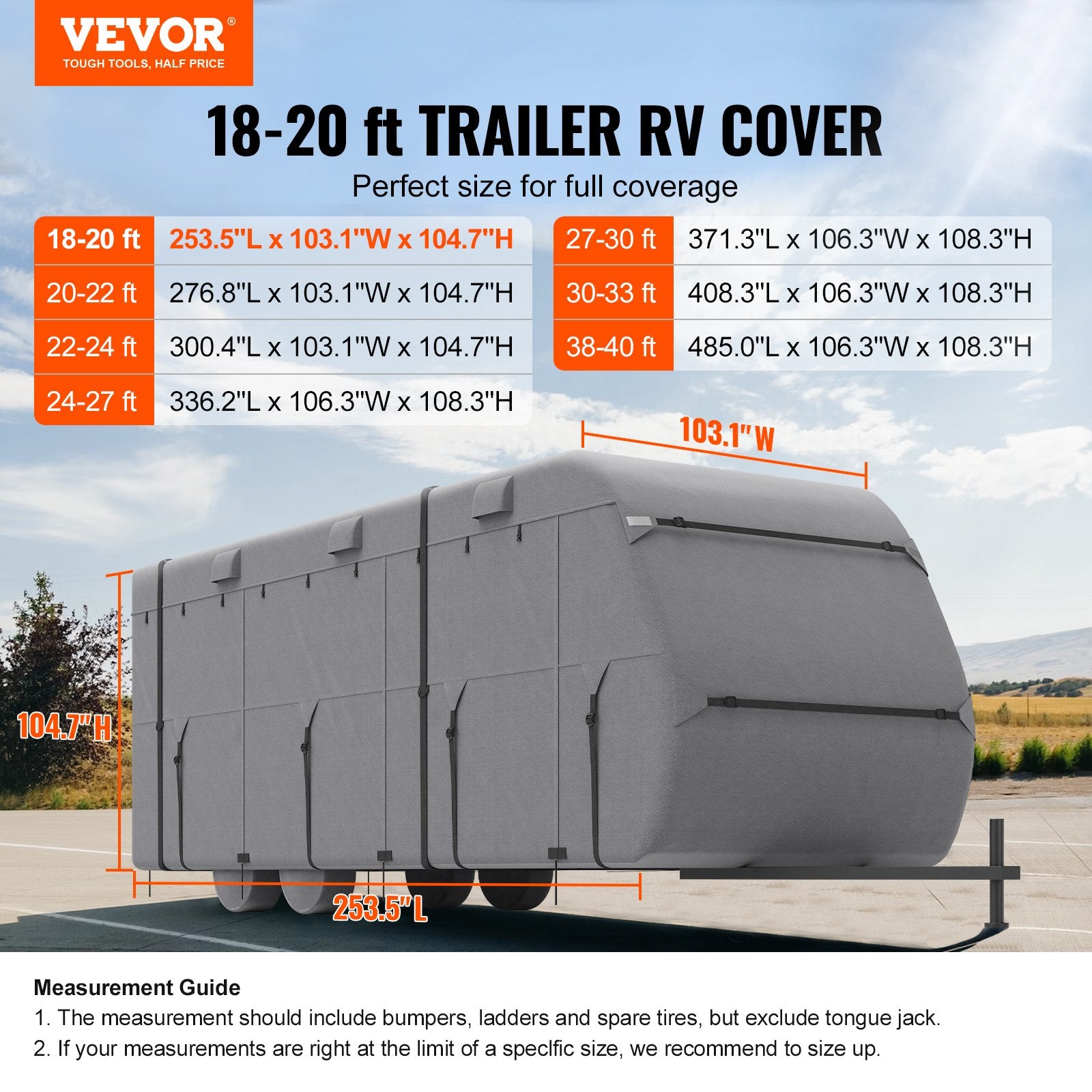 Kemperio uždangalas VEVOR XYDFCZ18-20, 548,6–609,6 cm