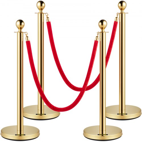 Atitvarai su aksomine virve VEVOR Gold Stanchion, 4 vnt. komplektas
