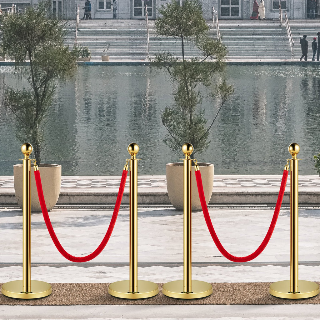 Atitvarai su aksomine virve VEVOR Gold Stanchion, 4 vnt. komplektas