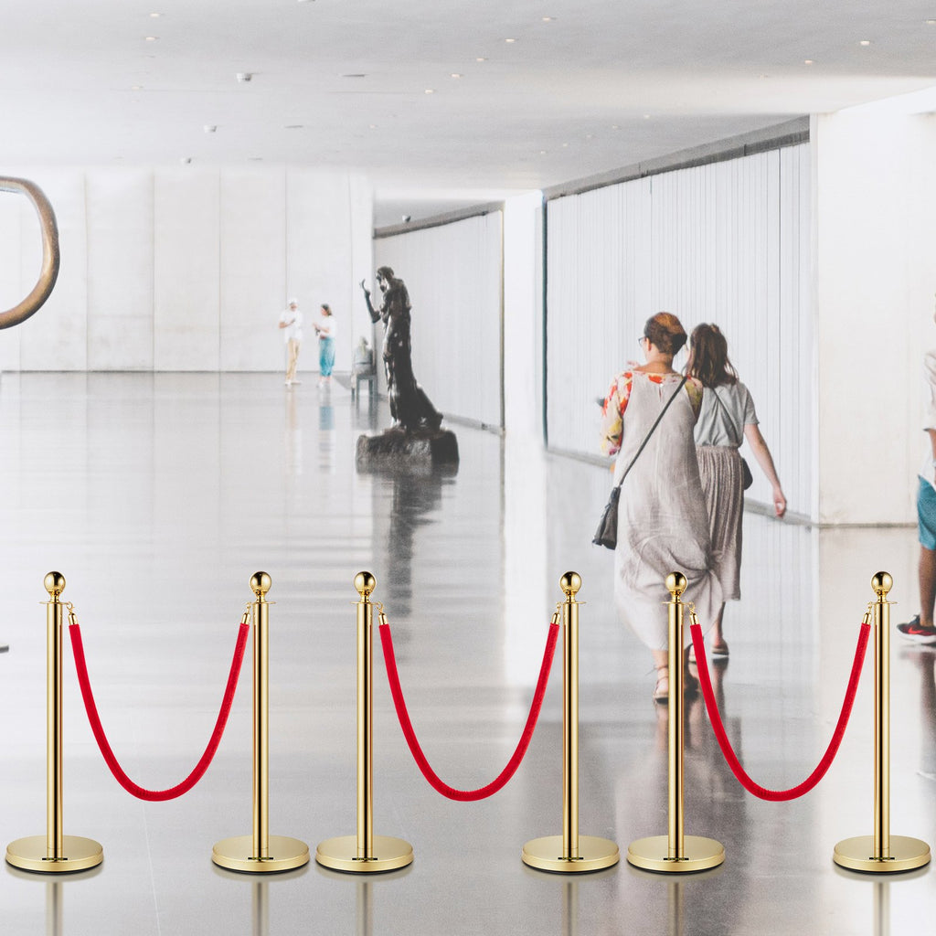 Atitvarų stulpeliai su aksomine virve VEVOR Gold Stanchion 6Pcs, 6 vnt. komplektas
