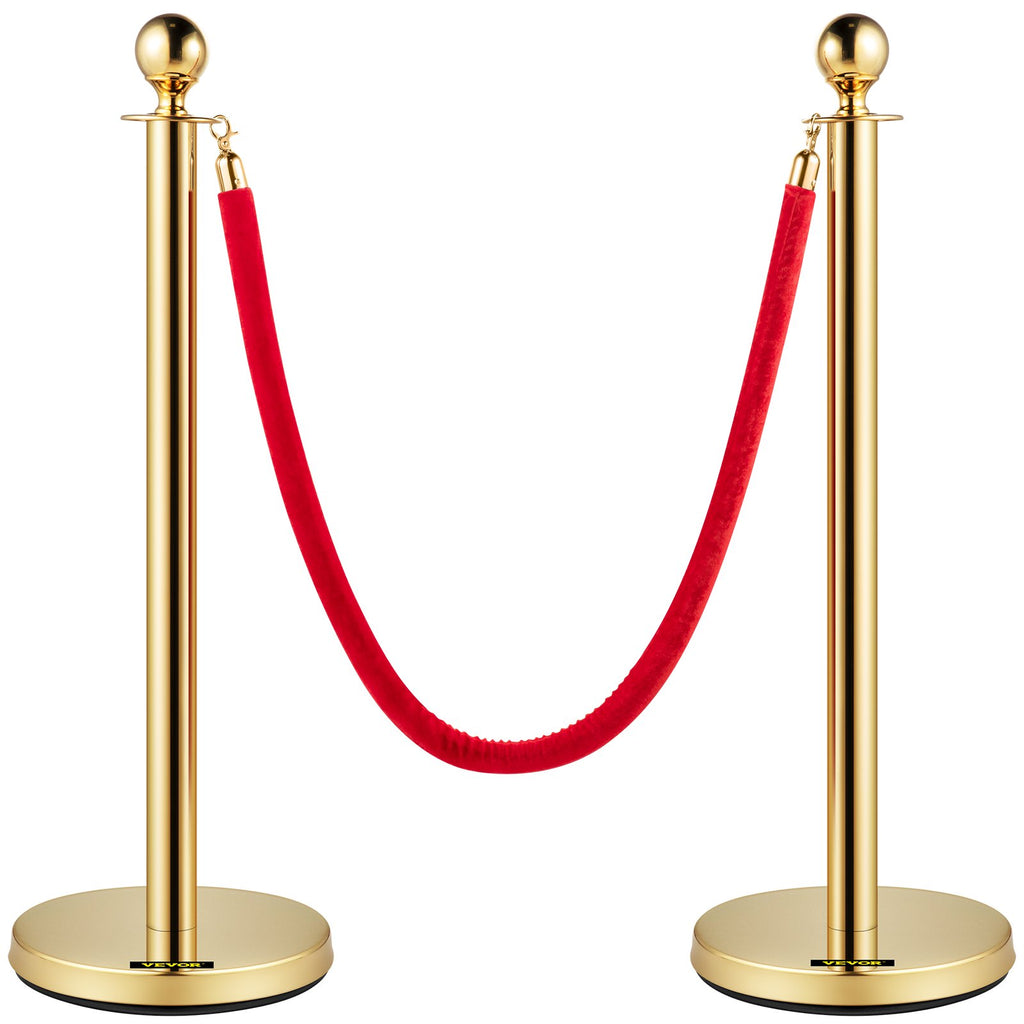 Atitvarų stulpeliai su aksomine virve VEVOR Gold Stanchion 6Pcs, 6 vnt. komplektas