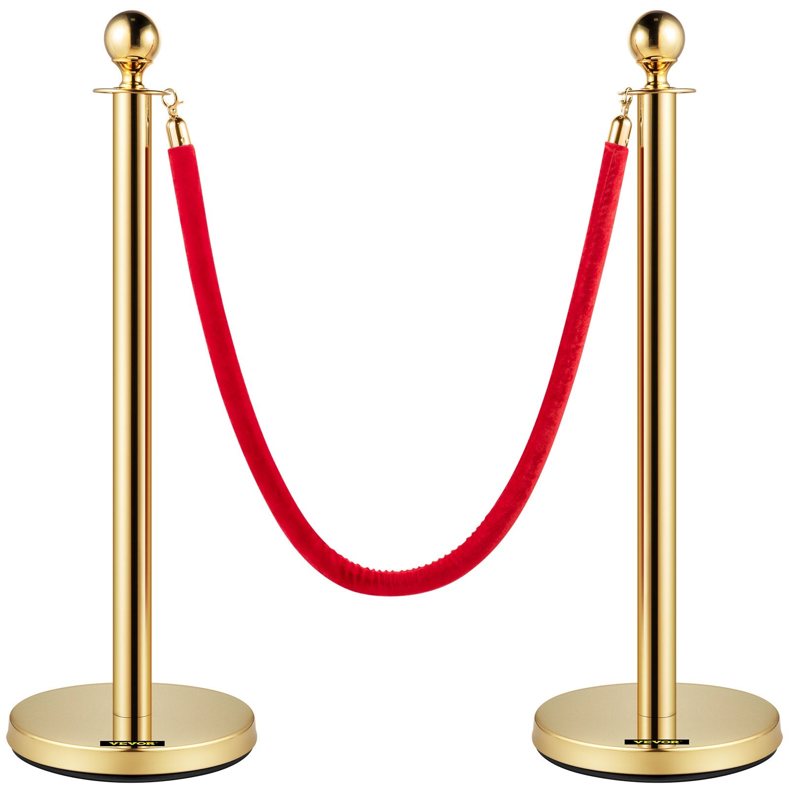 Atitvarų stulpeliai su aksomine virve VEVOR Gold Stanchion 6Pcs, 6 vnt. komplektas