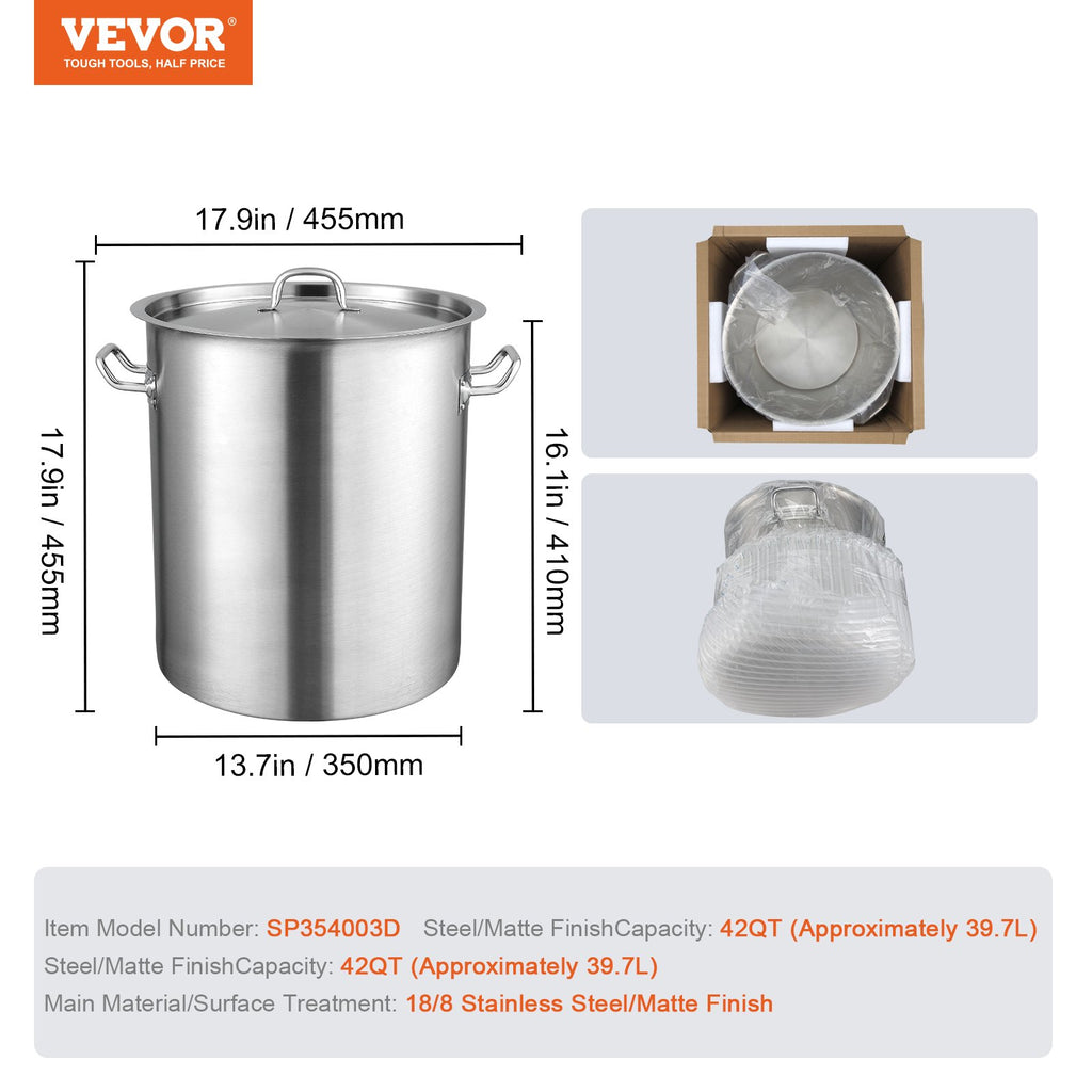 Nerūdijančio plieno puodas VEVOR SP354003D, 39,7 l