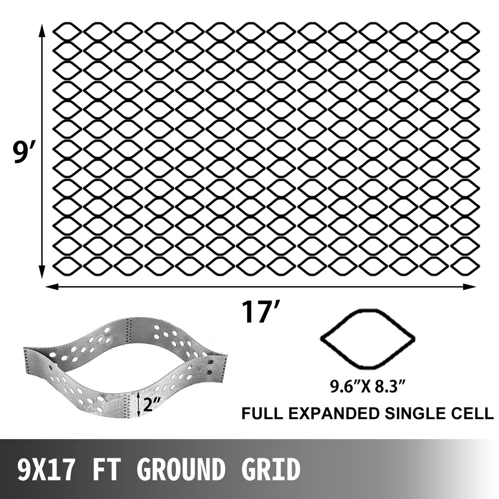 Grunto stabilizavimo tinklis VEVOR 2,7x5,2 m, 5 cm aukščio