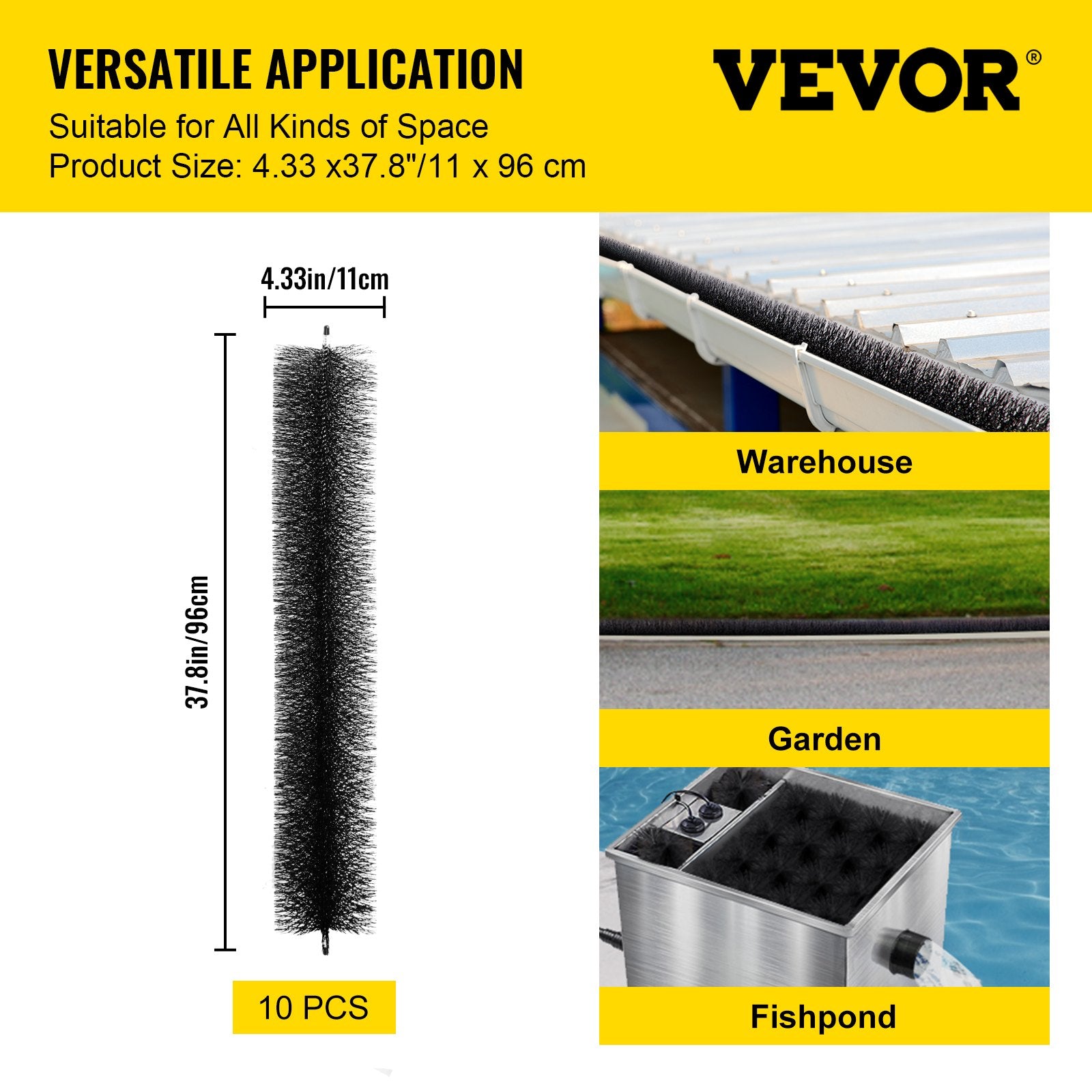 Lietvamzdžių apsauginis šepetys VEVOR VV-TGMS-5IN X 30FT, 9,14 m ilgis