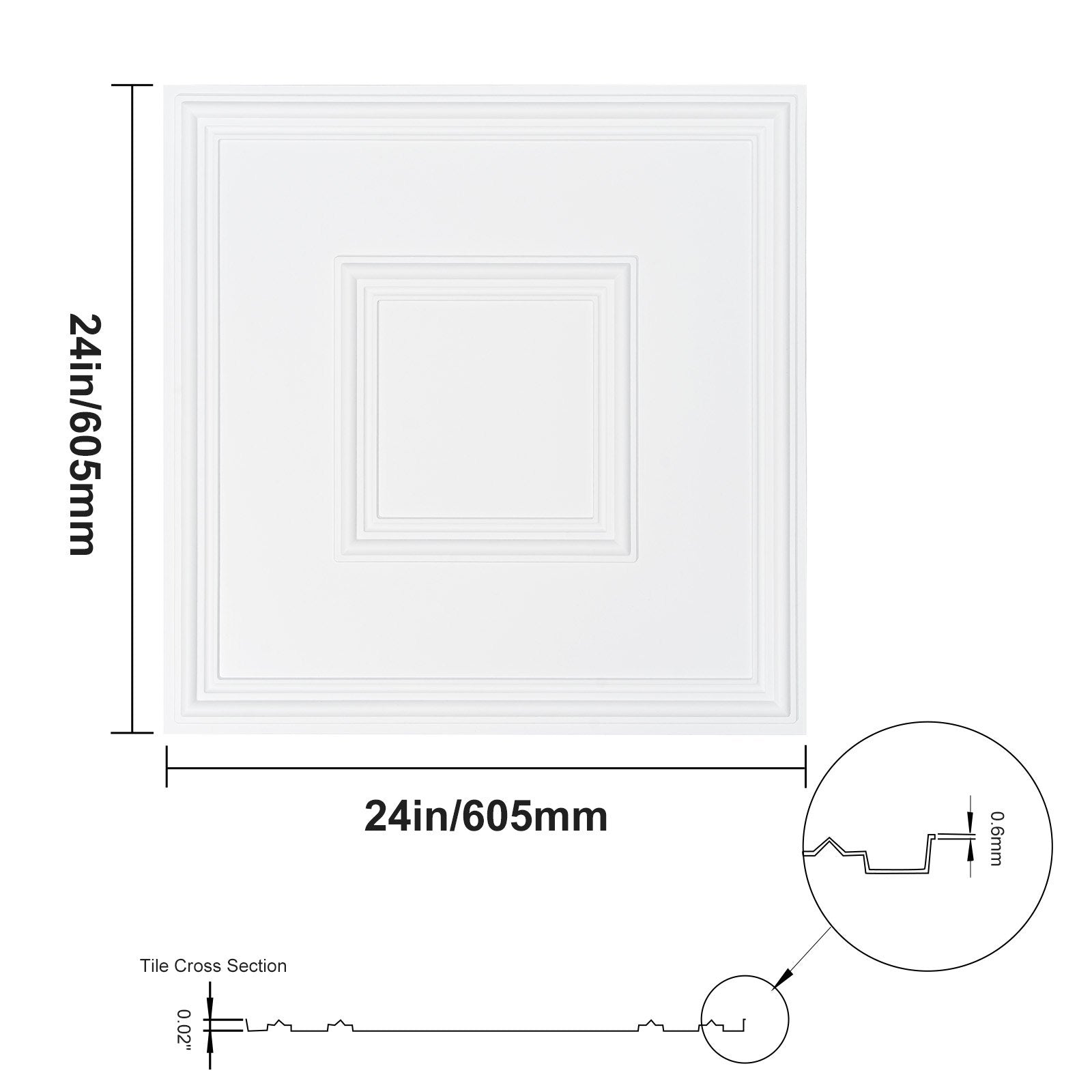 Pakabinamos lubų plokštės VEVOR DH-02, 605 x 605 mm