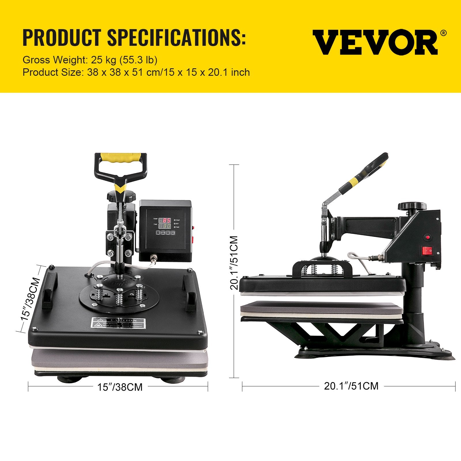 Termo presas VEVOR 5 in 1 Combo, 38 x 38 cm