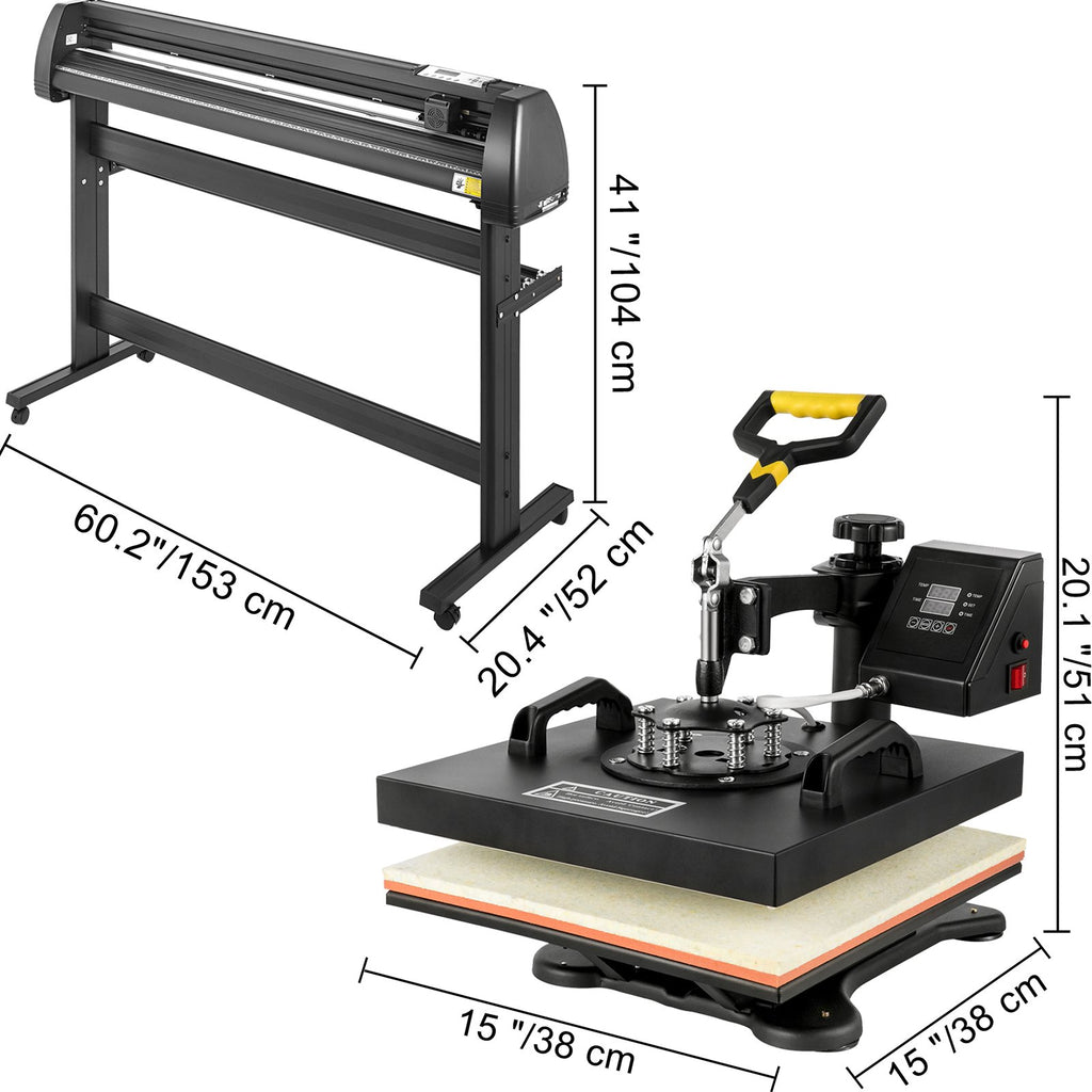 Termopresas ir vinilo pjaustyklė VEVOR 5-in-1, 38x38 cm kaitinimo plokštė