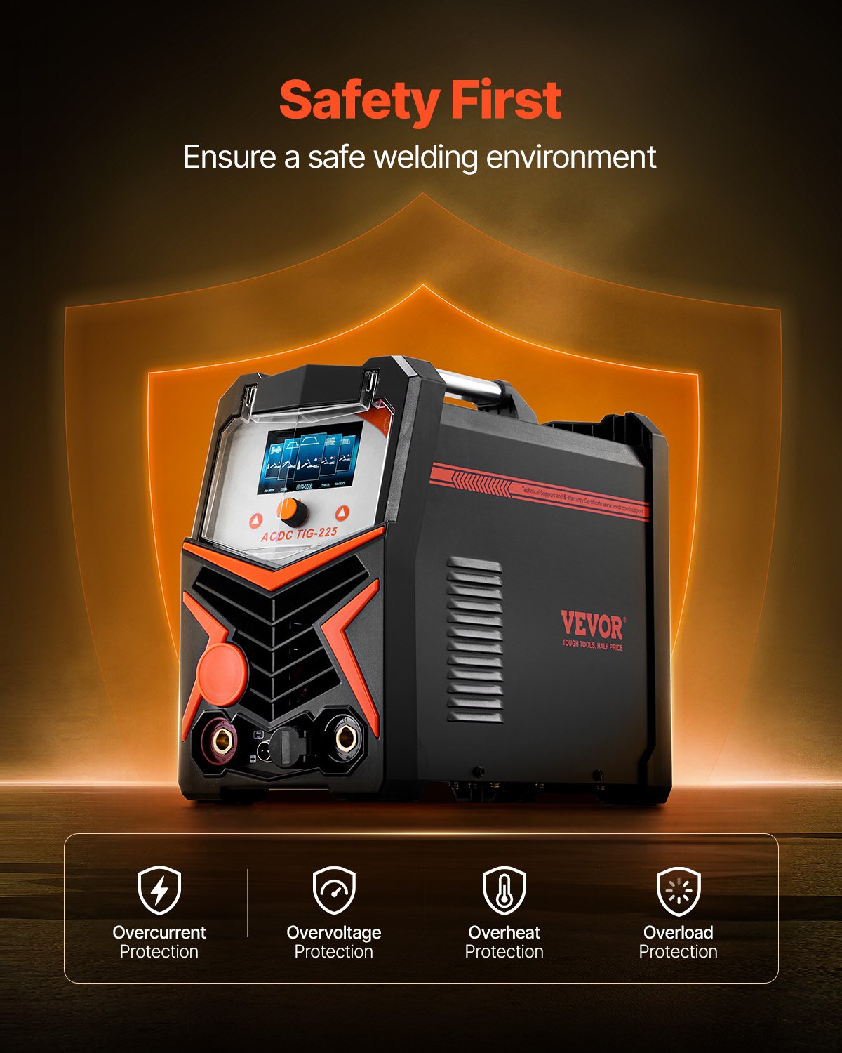 TIG suvirinimo aparatas VEVOR ACDC TIG-225, 225A