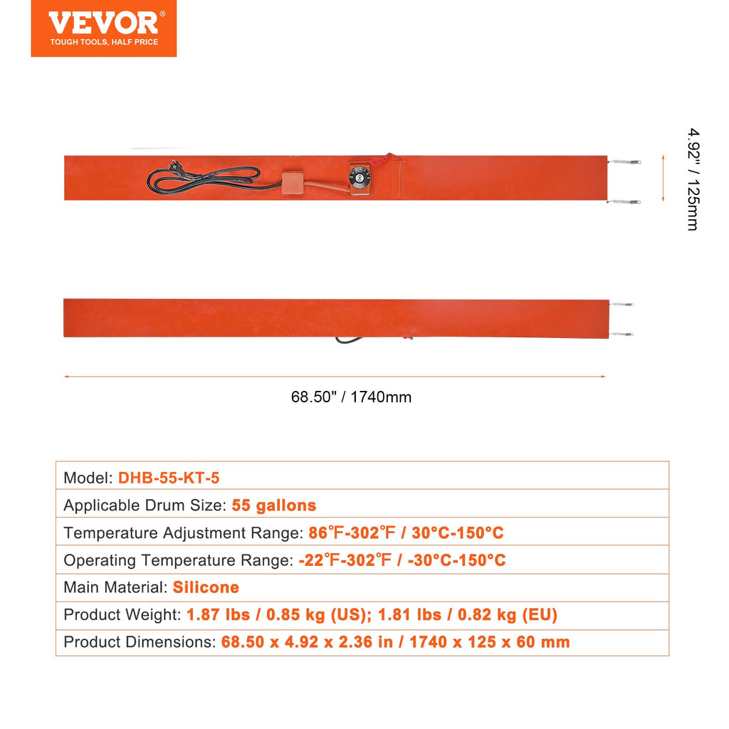 Metalinių statinių šildytuvas VEVOR DHB-55-KT-5, 1200 W