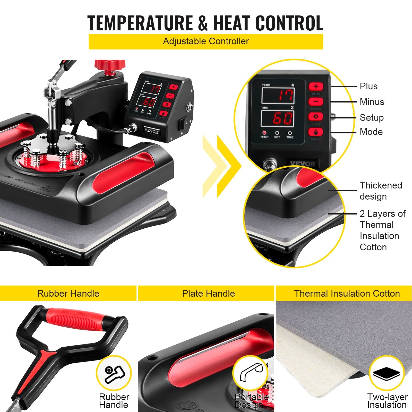 Termopresas VEVOR 5 in 1, 1000W