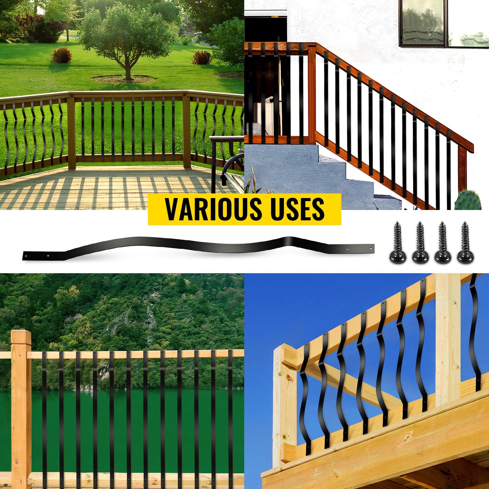 Terasos turėklų skersiniai VEVOR Iron Railing, 51 vnt.
