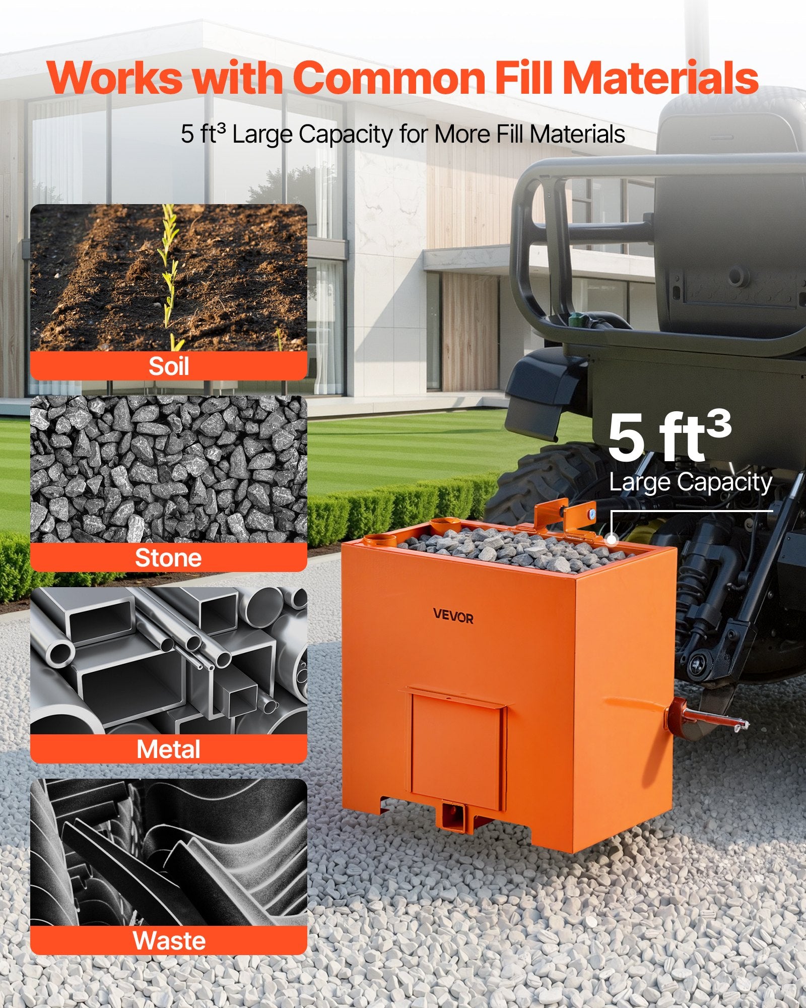 Traktoriaus balasto dėžė VEVOR O-02, 363 kg talpa