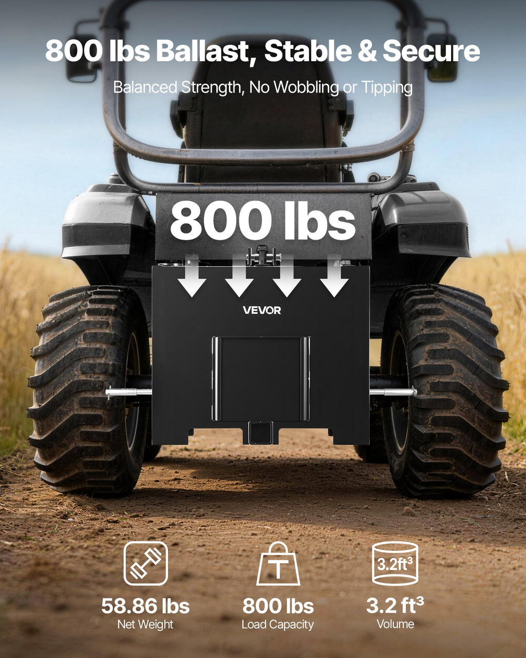 Traktoriaus balasto dėžė VEVOR B-01, 363 kg talpa