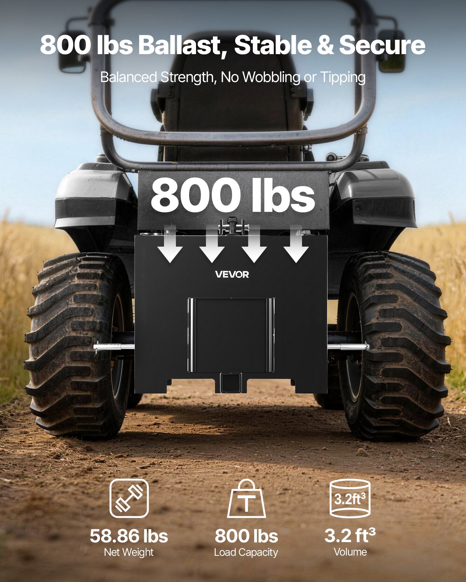 Traktoriaus balasto dėžė VEVOR B-01, 363 kg talpa