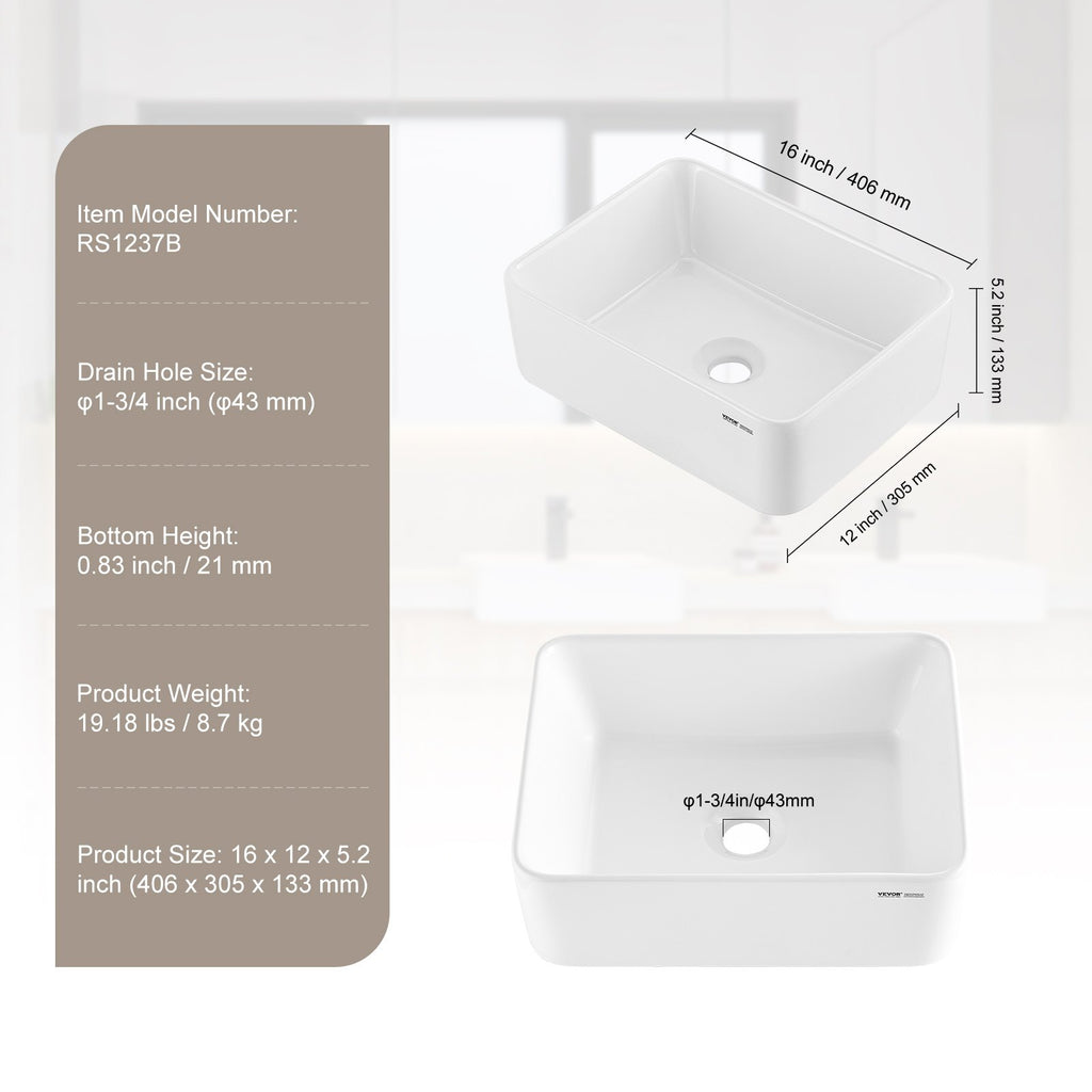 Praustuvas VEVOR RS1237B, 40 x 30 cm