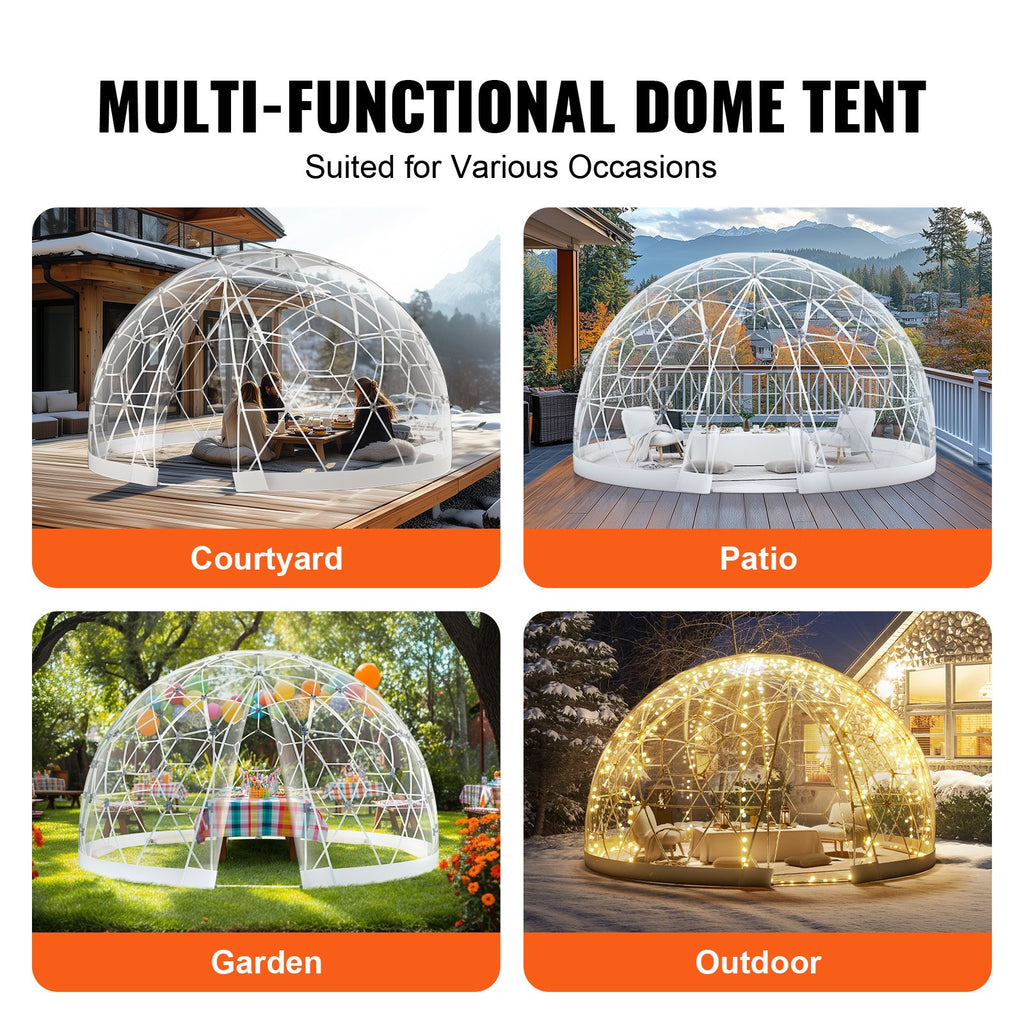 Kupolinė burbulinė palapinė VEVOR GB-DOME-12, 3,66 m skersmens