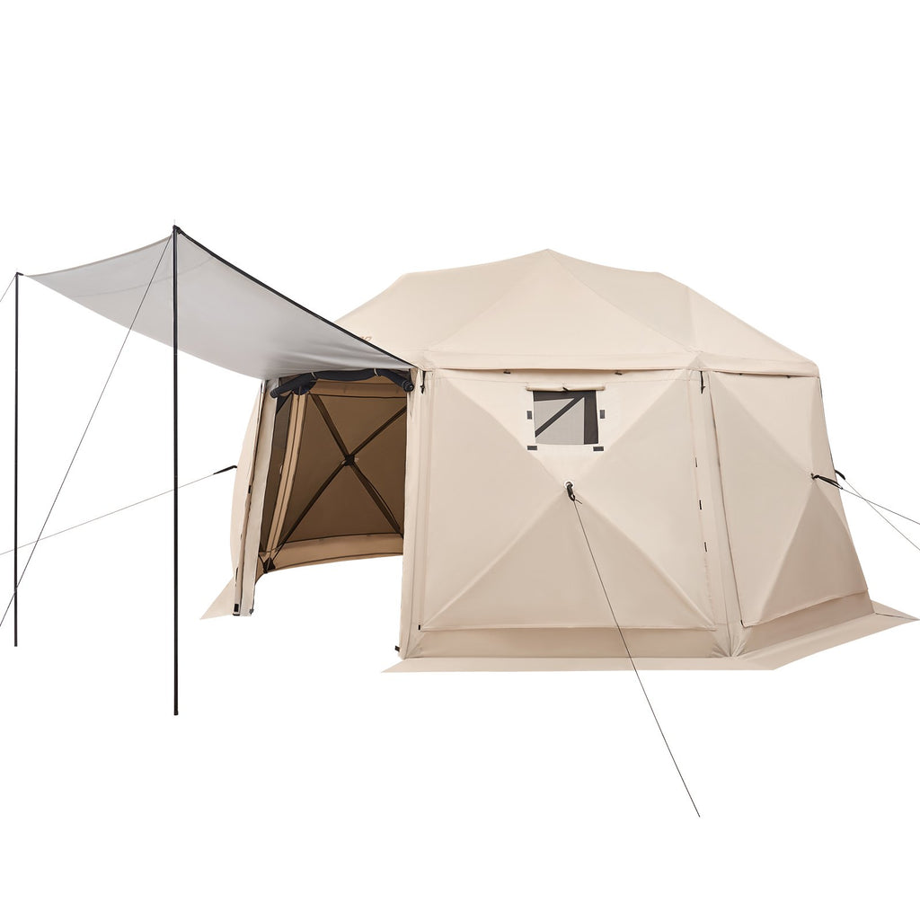 Išskleidžiama pavėsinė-palapinė VEVOR YR15x15Beige-13, 4,57 x 4,57 m