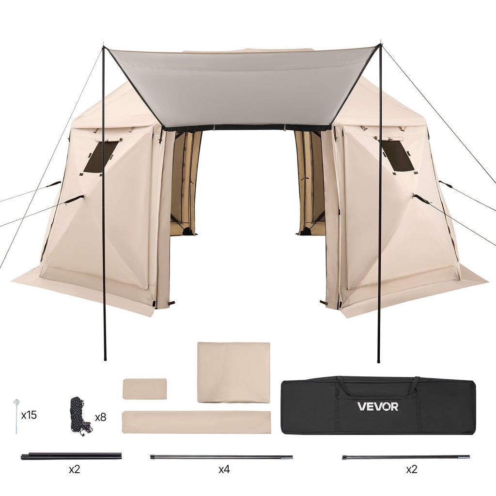 Išskleidžiama pavėsinė-palapinė VEVOR YR15x15Beige-13, 4,57 x 4,57 m