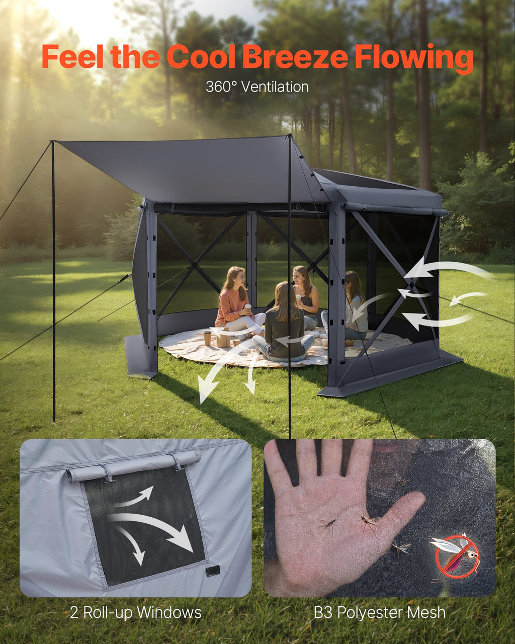 Greito surinkimo pavėsinė-palapinė VEVOR FY12X12, 3,6 x 3,6 m