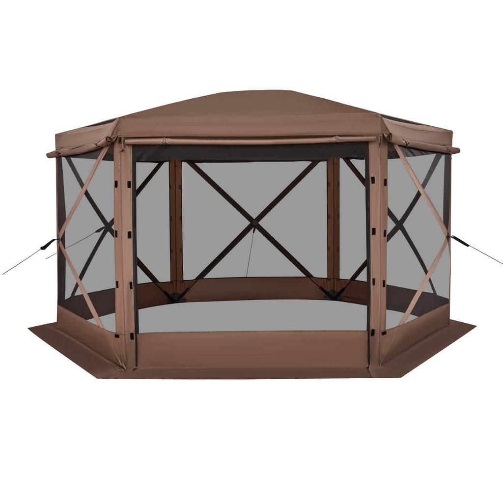 Iššokanti pavėsinė-palapinė su tinkleliu VEVOR FY12X12Brown-6, 3,6 x 3,6 m