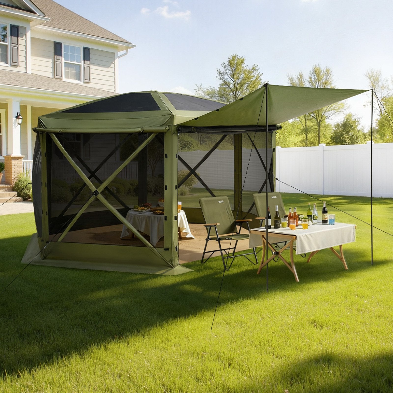 Šešiakampė pavėsinė-palapinė VEVOR FY12X12, 3,6 x 3,6 m