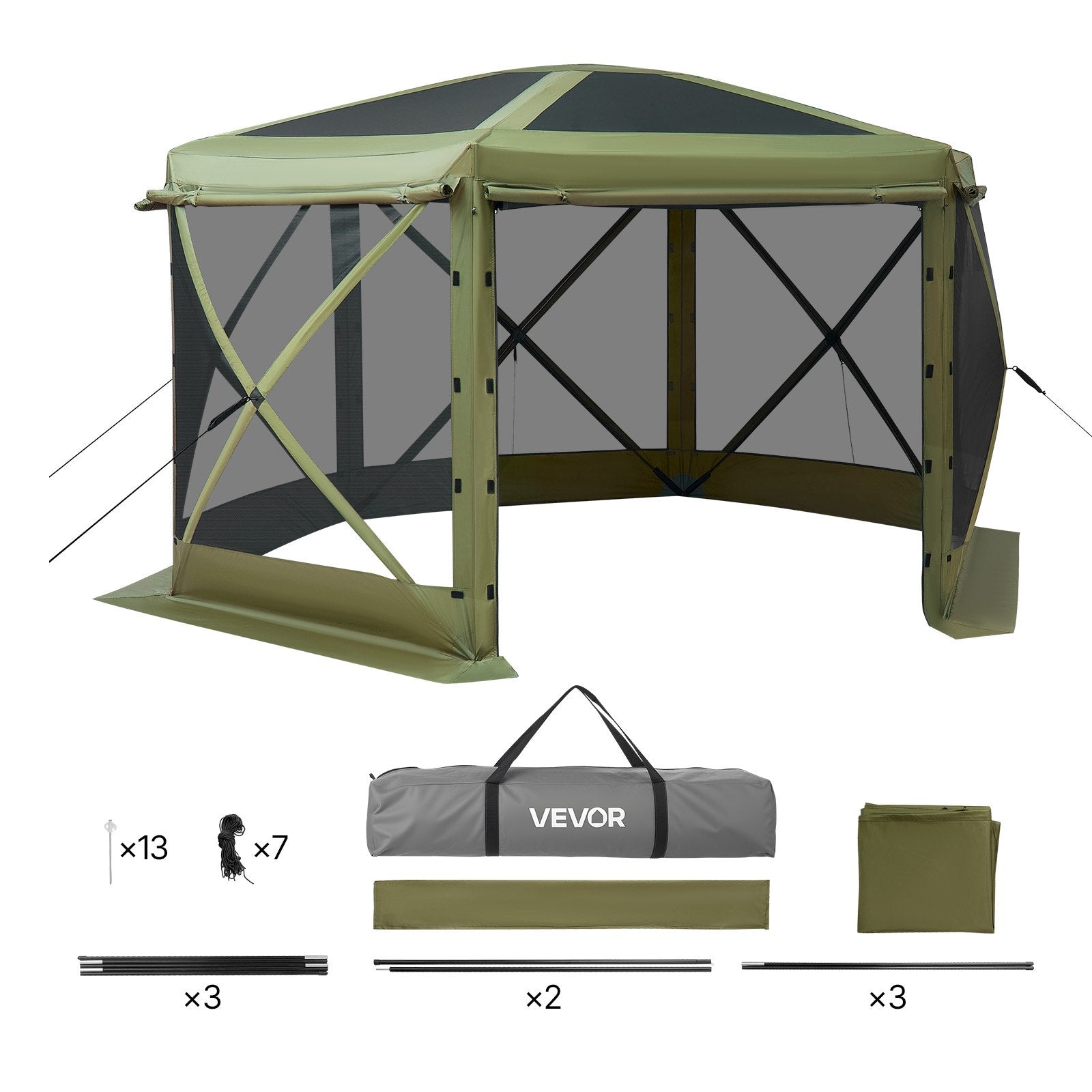 Šešiakampė pavėsinė-palapinė VEVOR FY12X12, 3,6 x 3,6 m