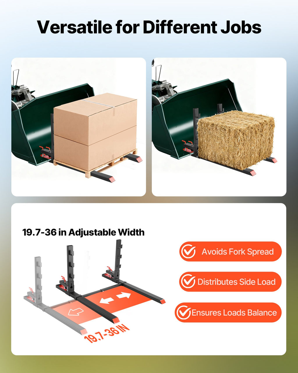 Padėklų šakės VEVOR HC60-4-KT+FH, 1814 kg keliamoji galia