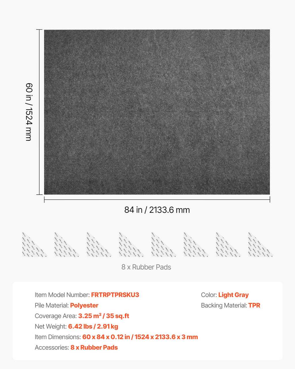 Kilimo paklotas VEVOR FRTRPTPRSKU3, 1,52 x 2,13 m