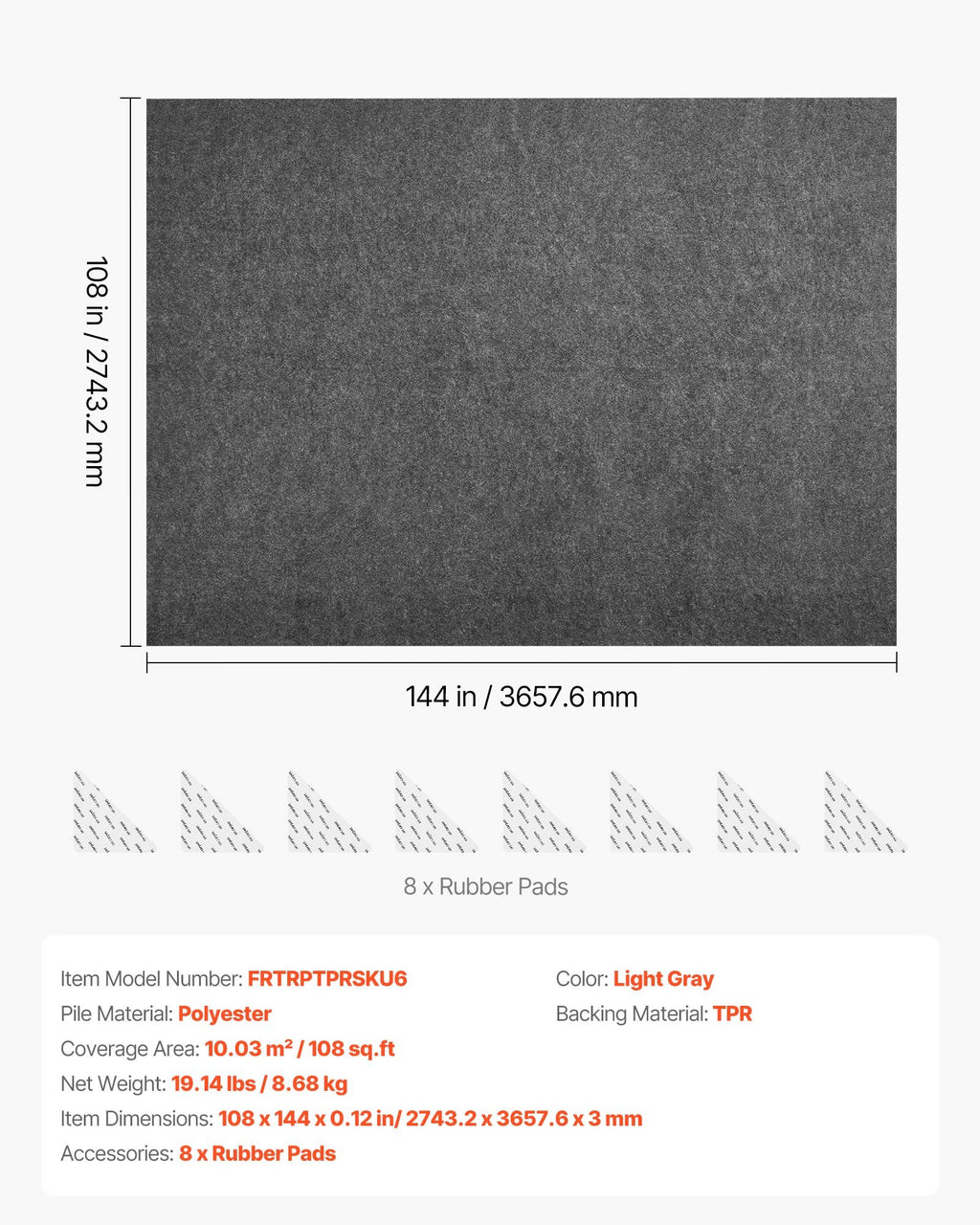 Kilimo paklotas VEVOR FRTRPTPRSKU6, 2,74 x 3,66 m