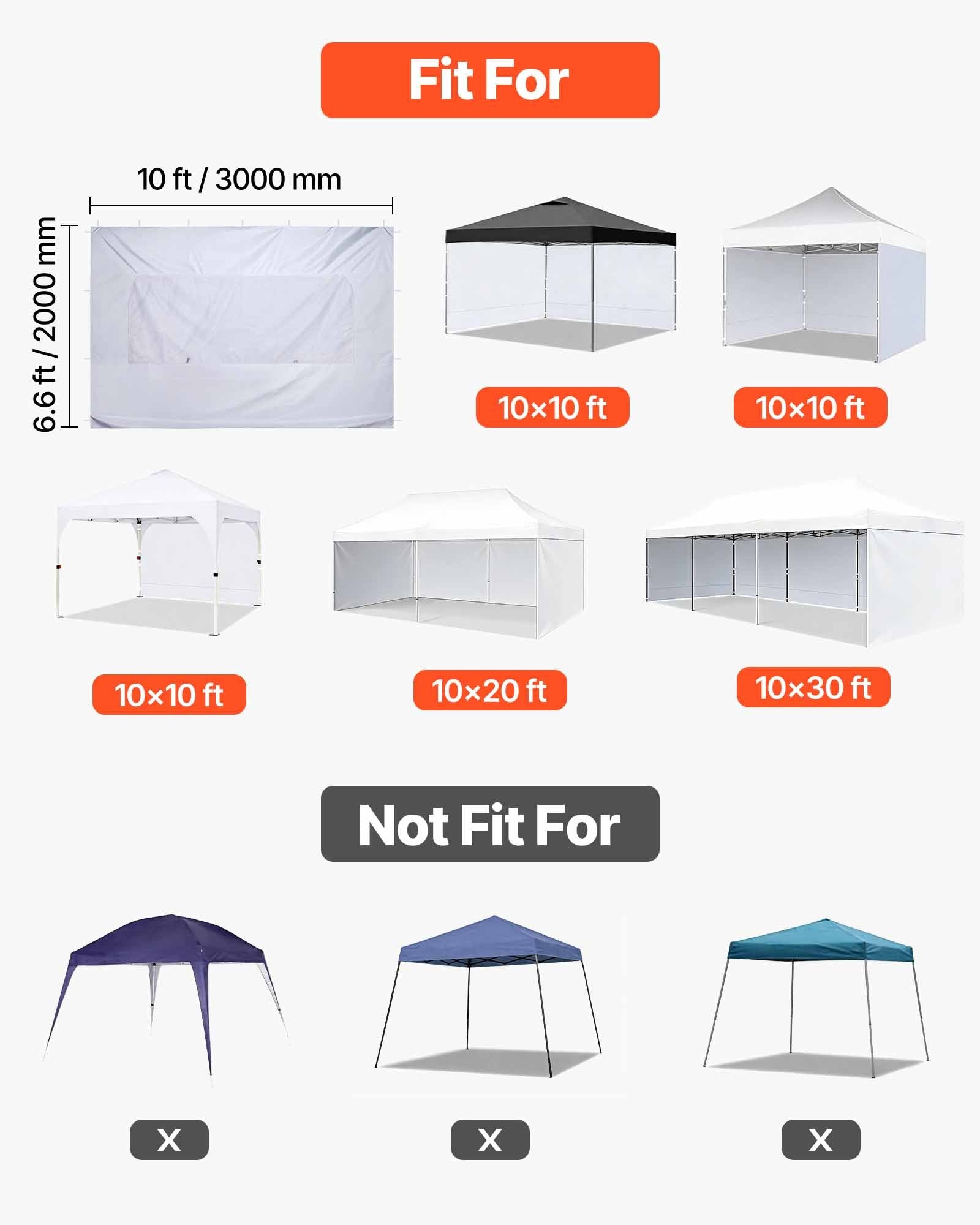 Pavėsinės šoninė siena VEVOR KDPJ-003, 3 x 2 m