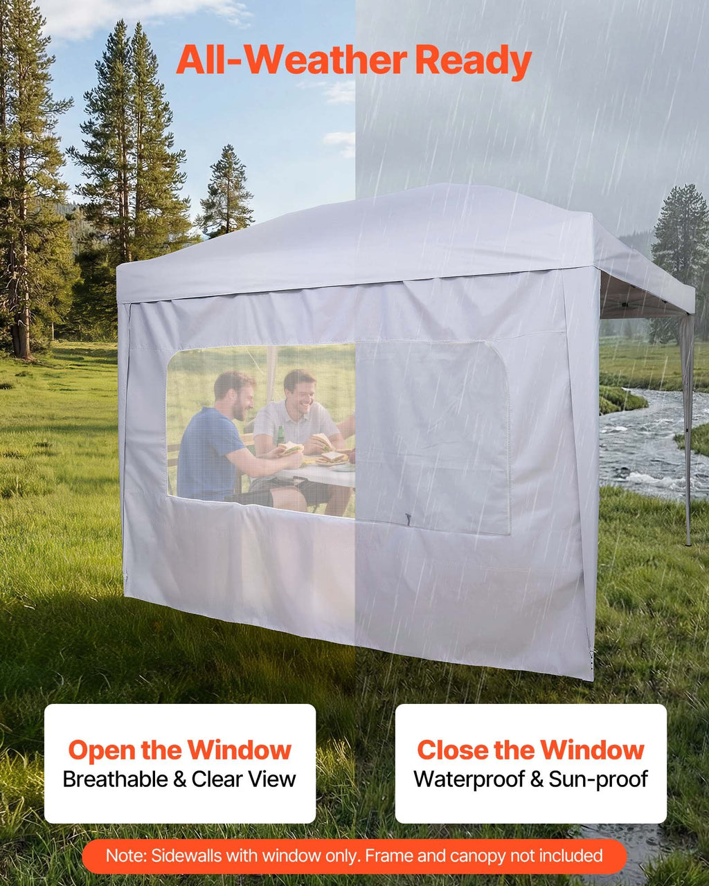 Paviljono šoninės sienelės VEVOR KDPJ-002, 3 x 3 m palapinėms, 4 vnt.