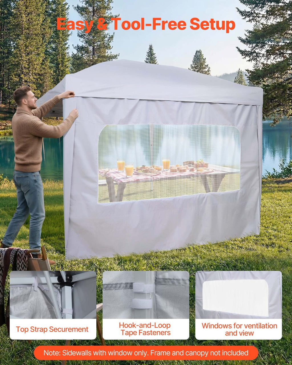 Paviljono šoninės sienelės VEVOR KDPJ-002, 3 x 3 m palapinėms, 4 vnt.