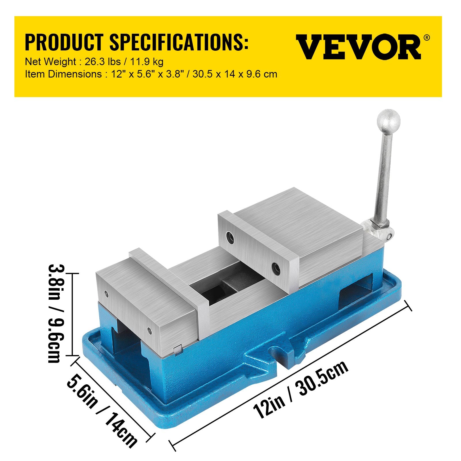 Frezavimo staklių spaustuvai VEVOR 100 mm, 19 kN suspaudimo jėga
