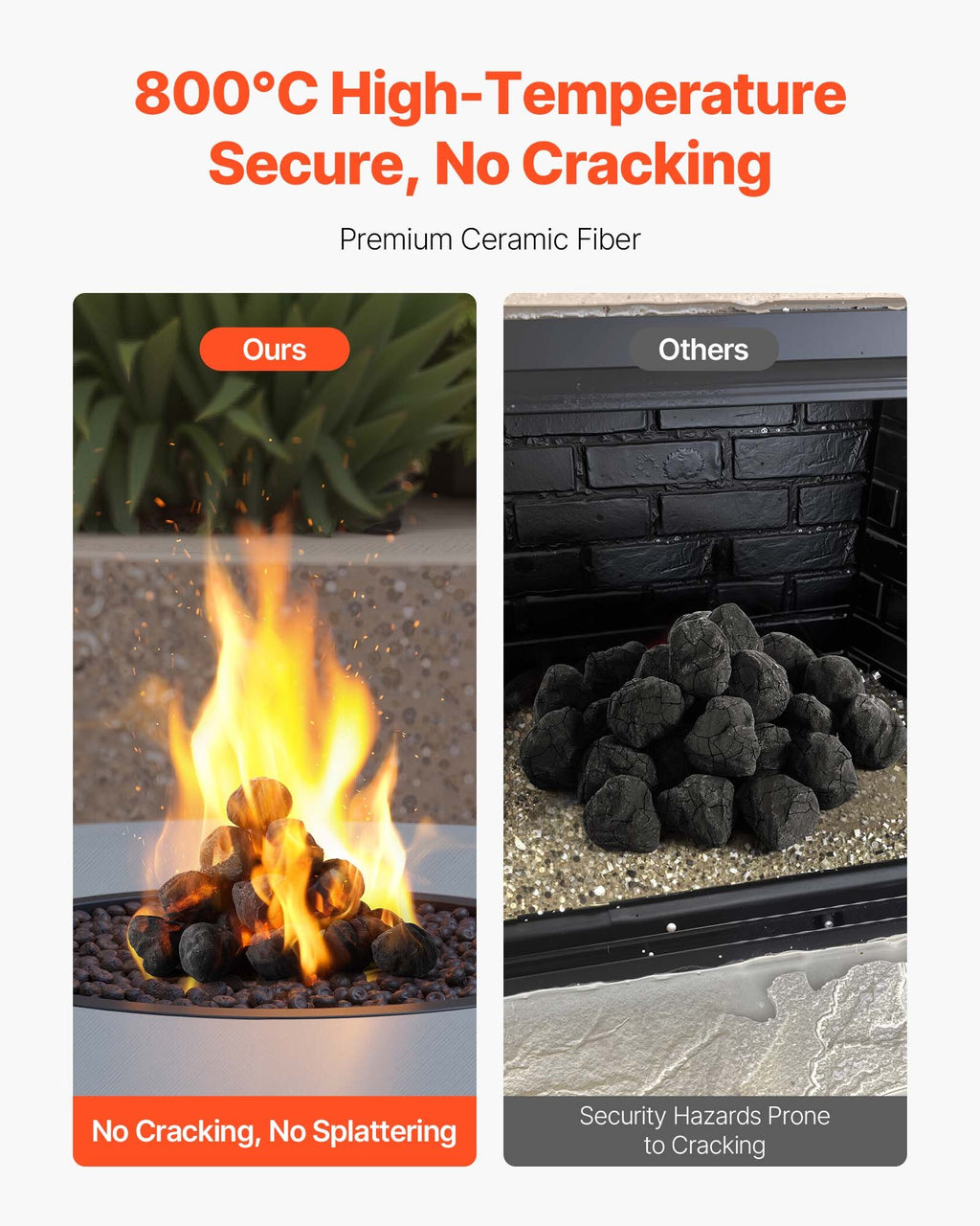 Dekoratyviniai keraminiai akmenys židiniui VEVOR BC-012, 25 vnt.