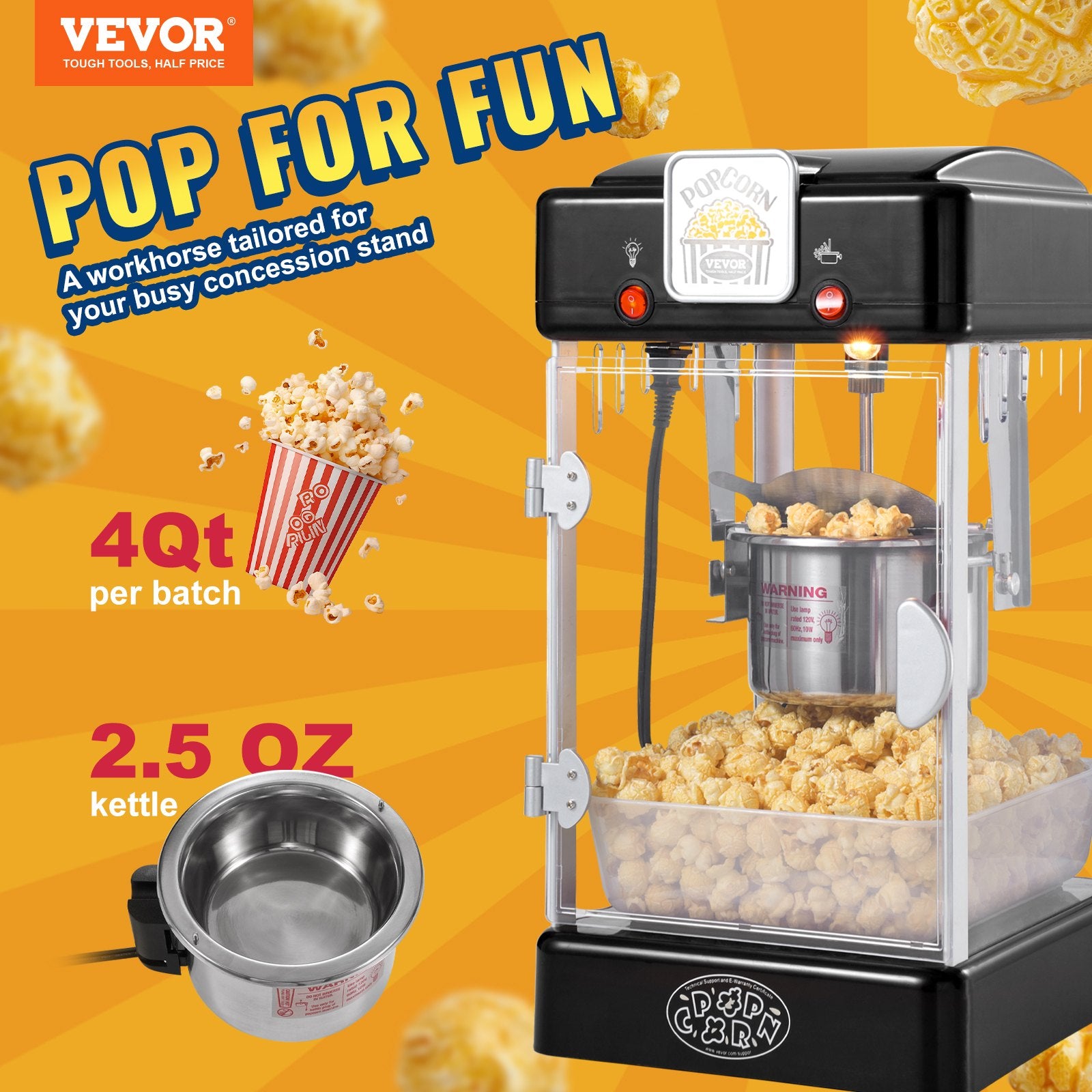 Popkorno gaminimo aparatas VEVOR NP08001SE, 300W