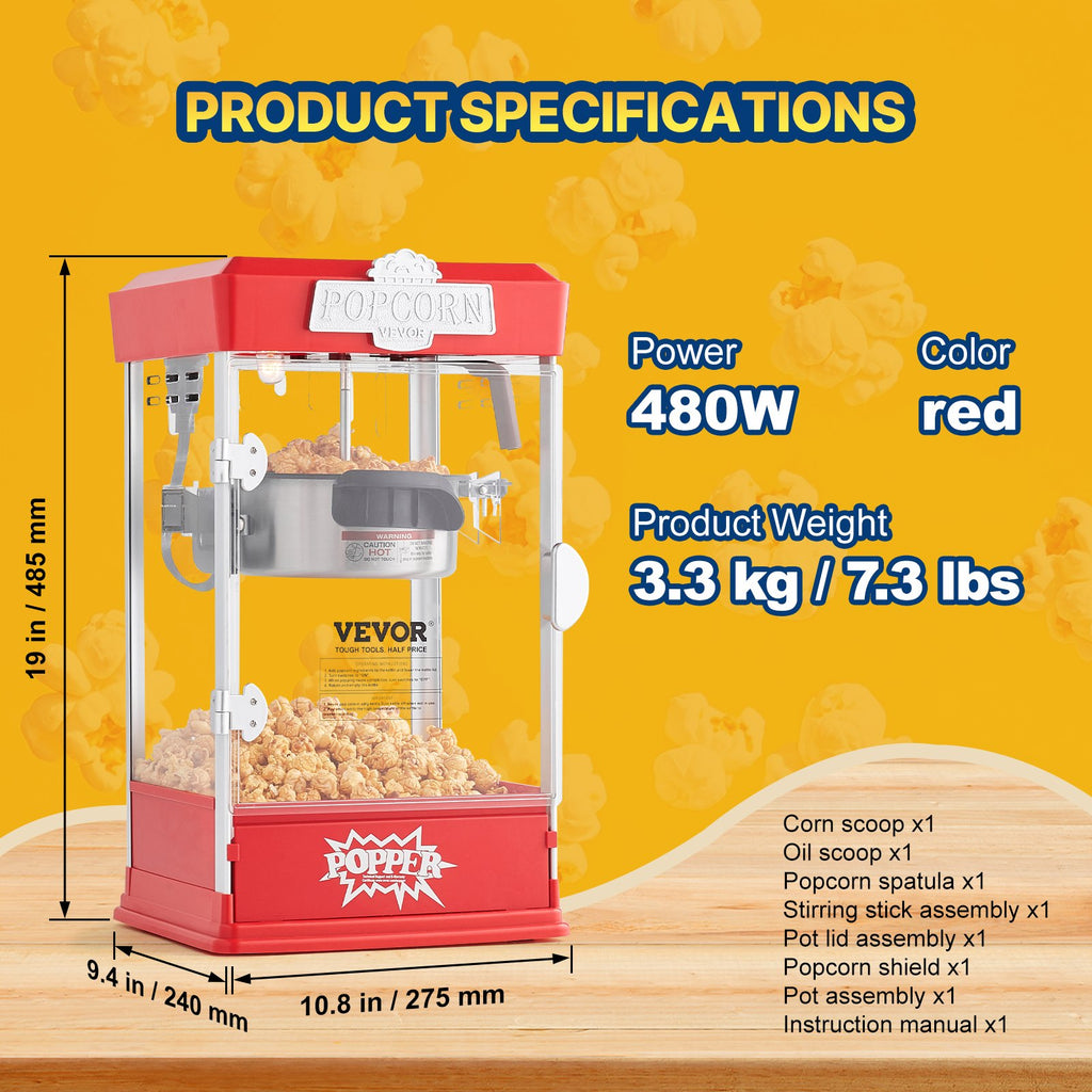 Popcorn gaminimo aparatas VEVOR 6077, 480W