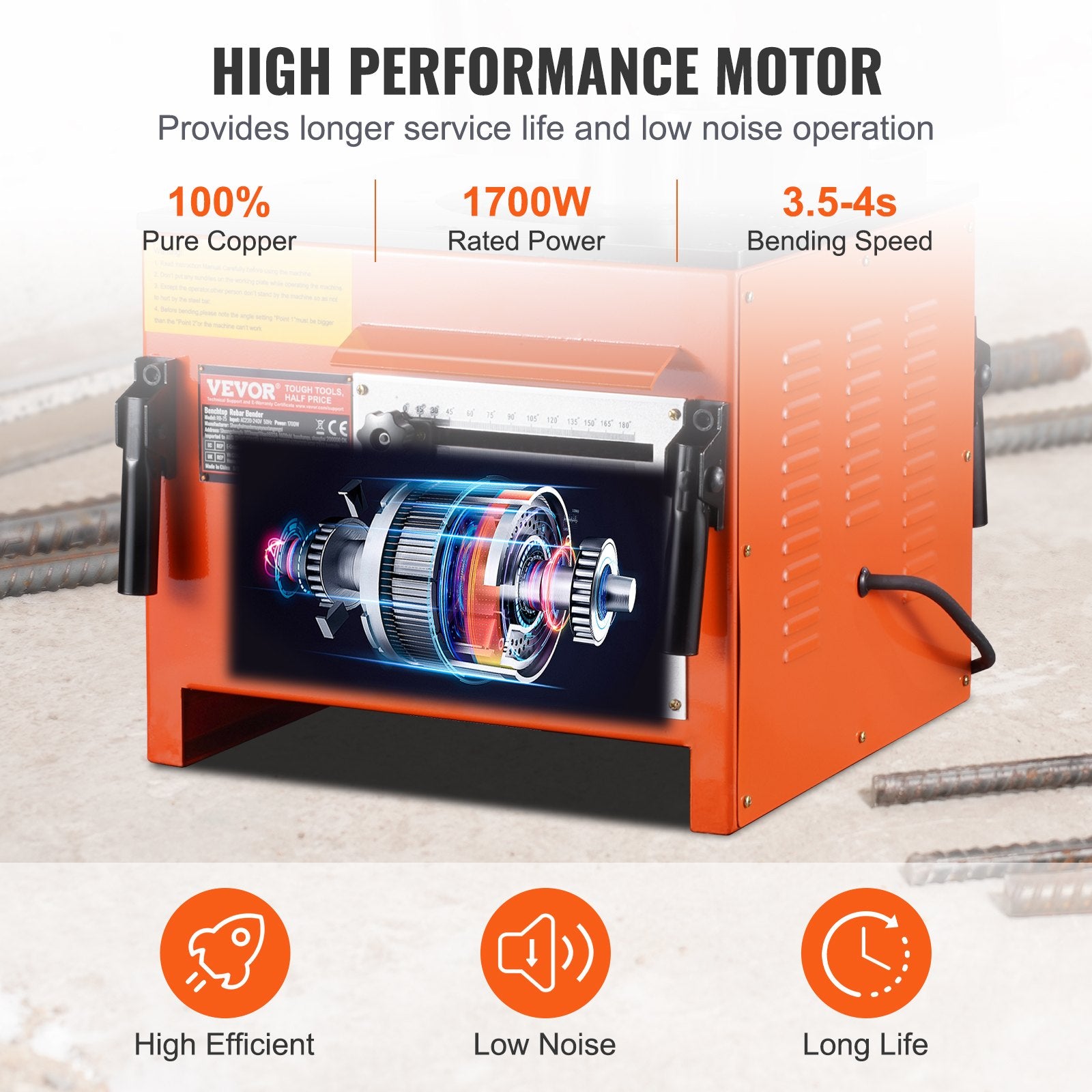 Elektrinės armatūros lankstymo staklės VEVOR RB-25, 1700 W
