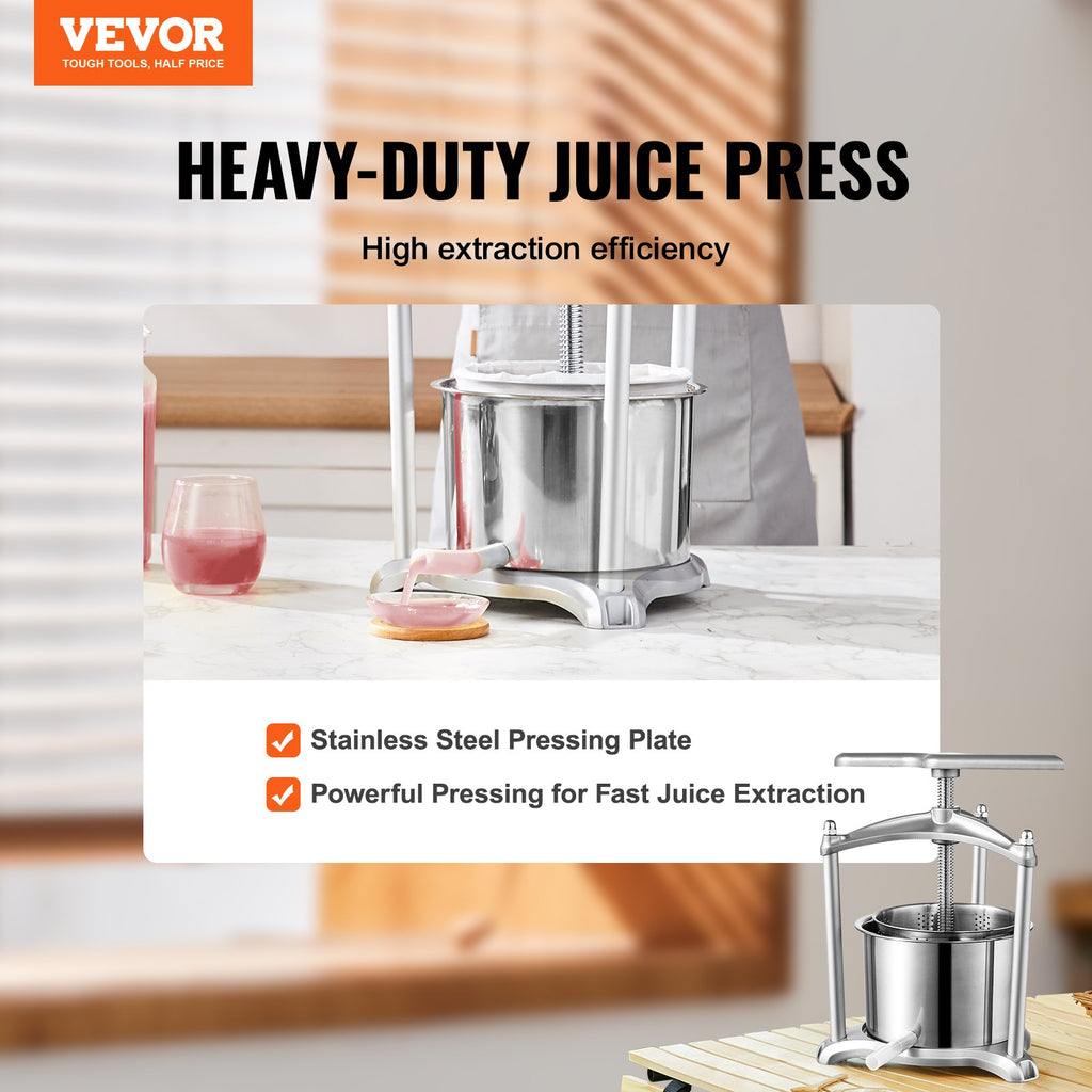Vaisių ir uogų presas VEVOR YZQ-6A, 5,5 l