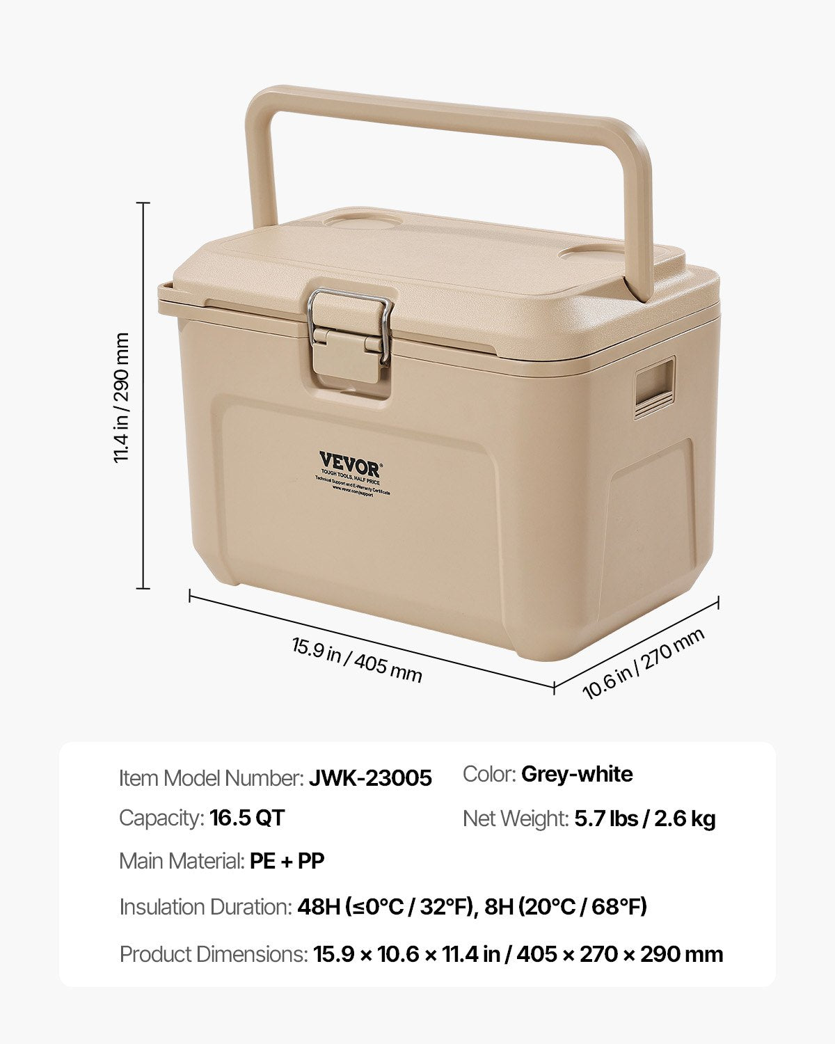 Nešiojamas šaltkrepšis VEVOR JWK-23005, 15,6 l talpos