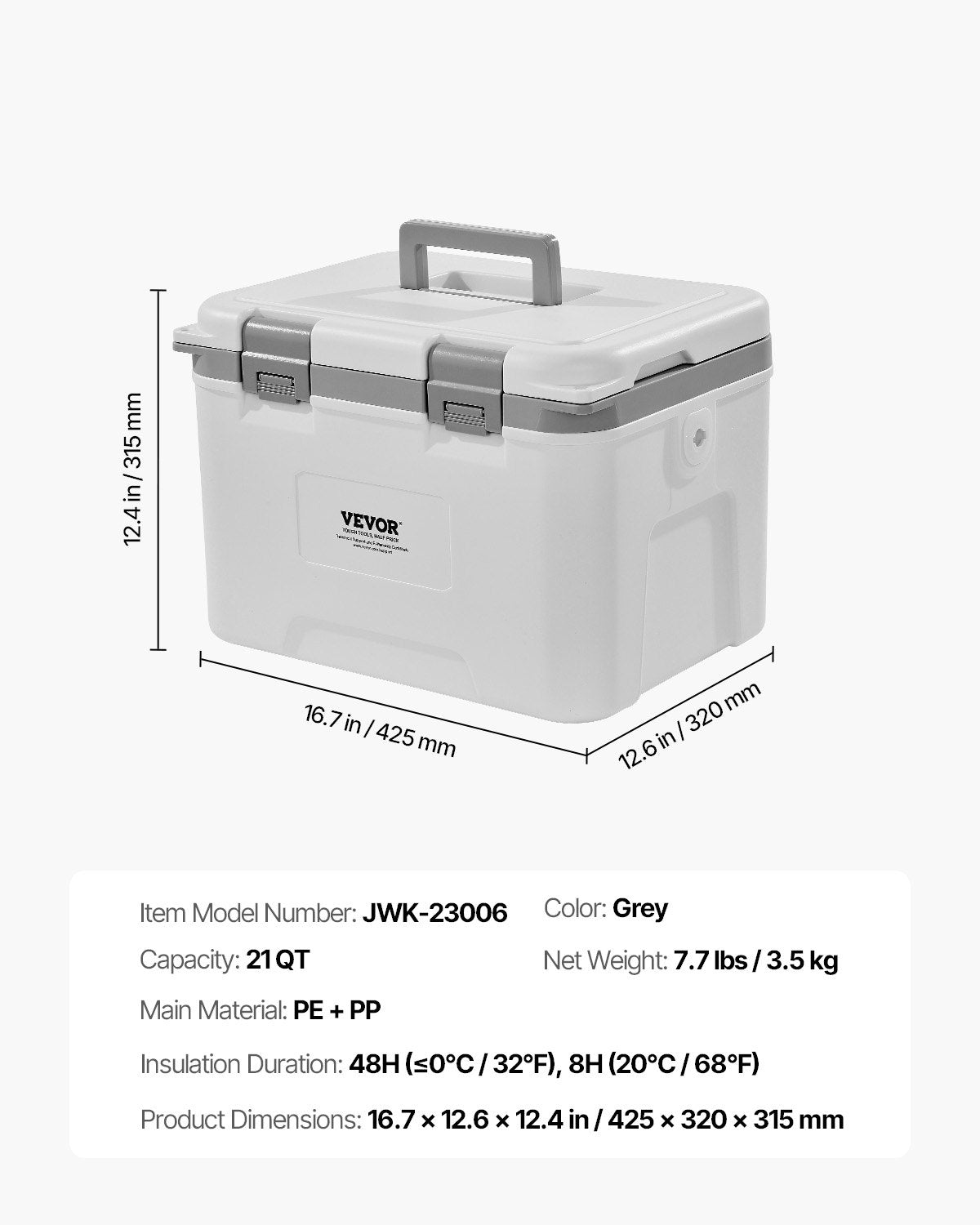Nešiojamas šaltkrepšis VEVOR JWK-23006, 20 l