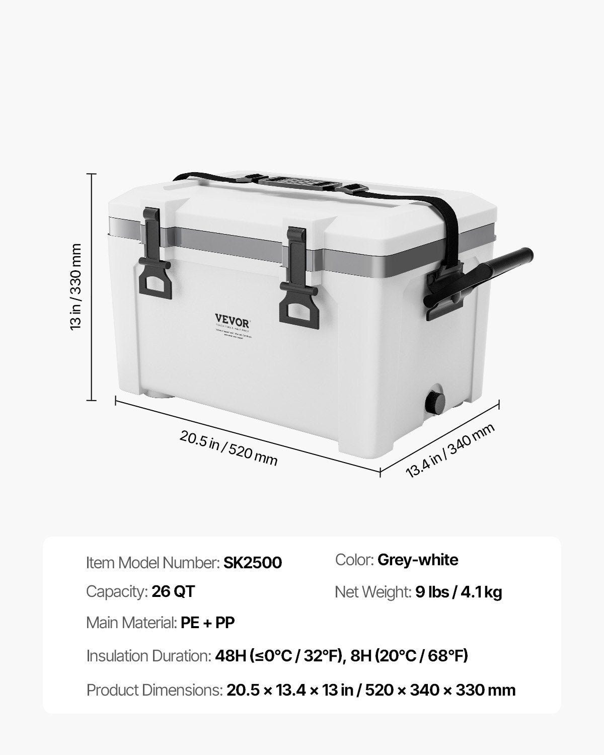 Nešiojamas šaltkrepšis VEVOR SK2500, 25 l