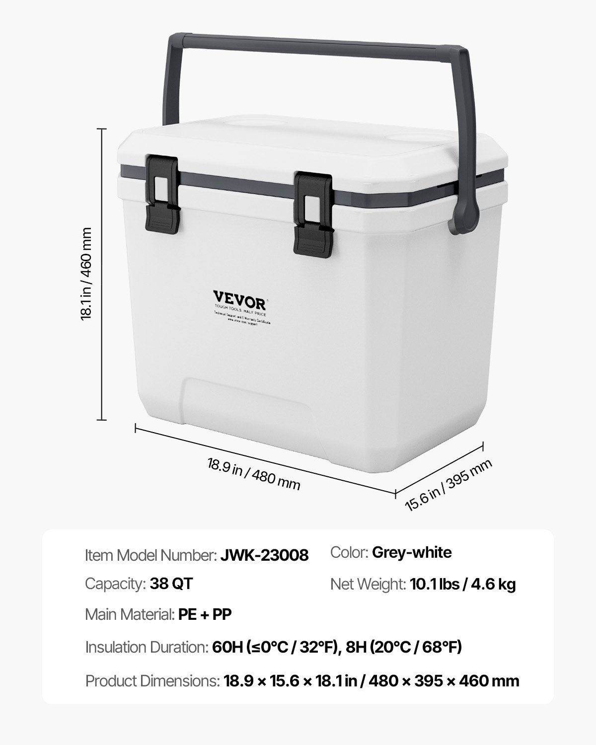 Nešiojamas šaltkrepšis VEVOR JWK-23008, 36 l talpa