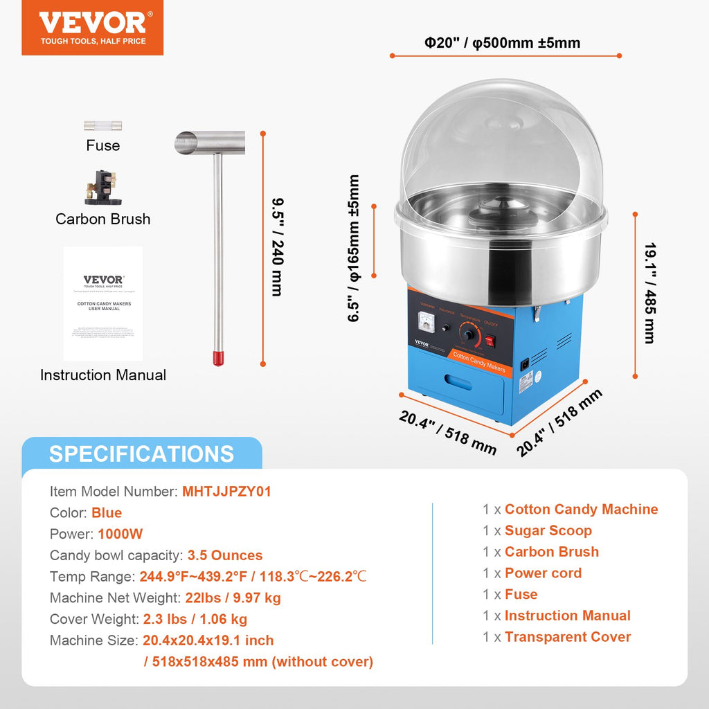 Cukraus vatos gaminimo aparatas VEVOR MHTJJPZY01, 1000 W