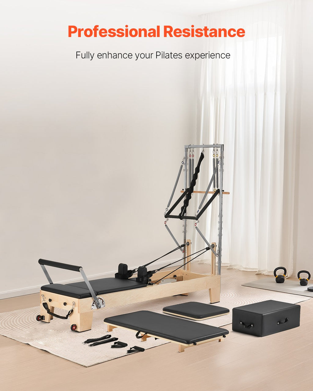 Pilateso treniruoklis VEVOR S800-F-B, klevo medienos rėmas