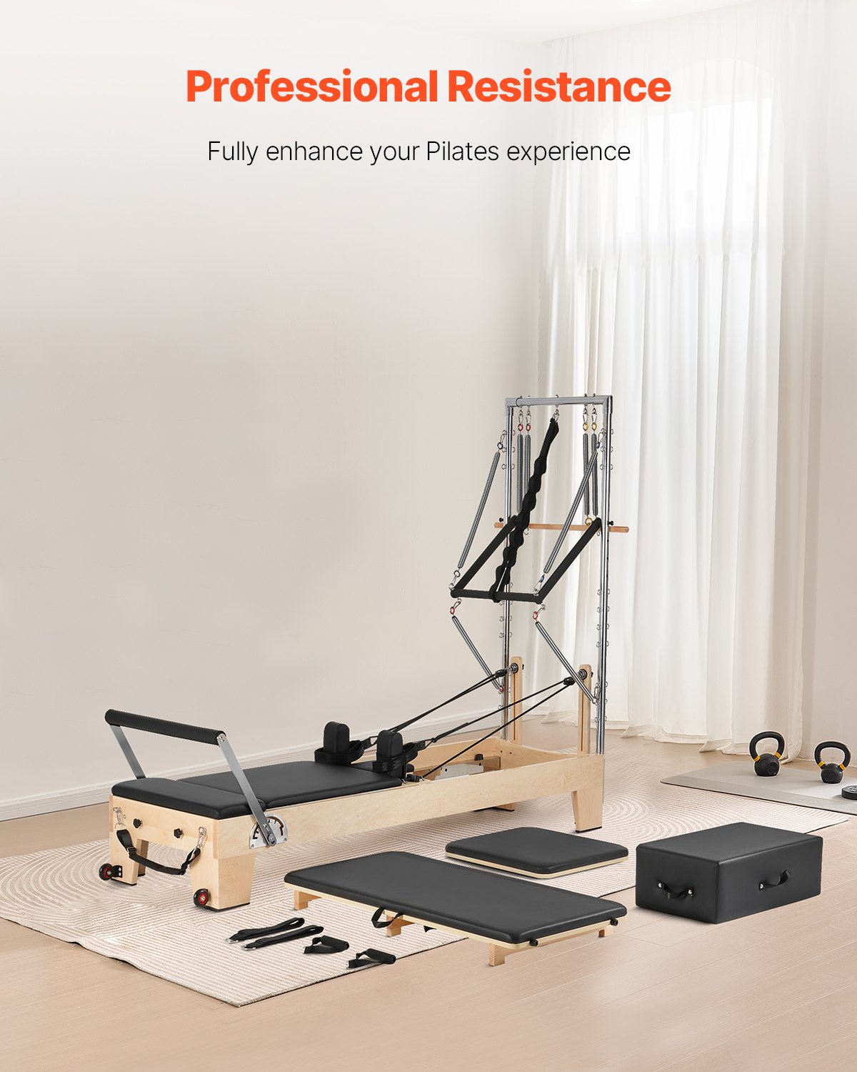 Pilateso treniruoklis VEVOR S800-F-B, klevo medienos rėmas