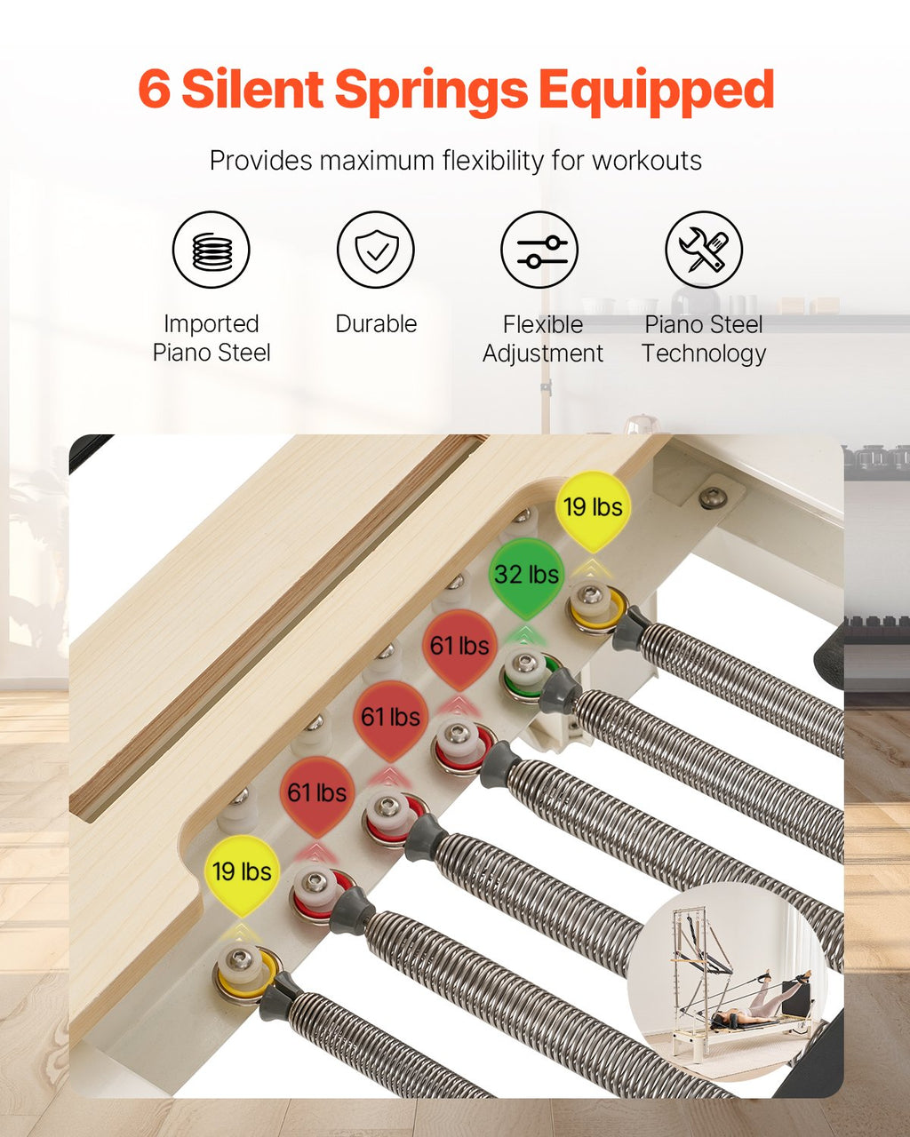 Pilateso treniruoklis VEVOR F6001S-B, iki 181 kg apkrova