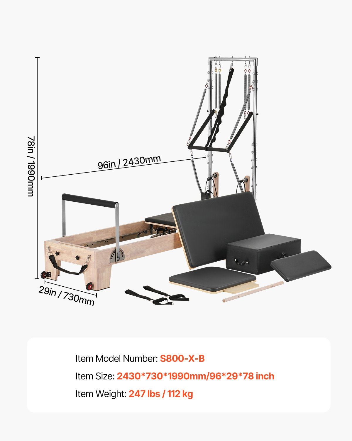 Pilateso treniruoklis VEVOR S800-X-B, iki 181 kg apkrova