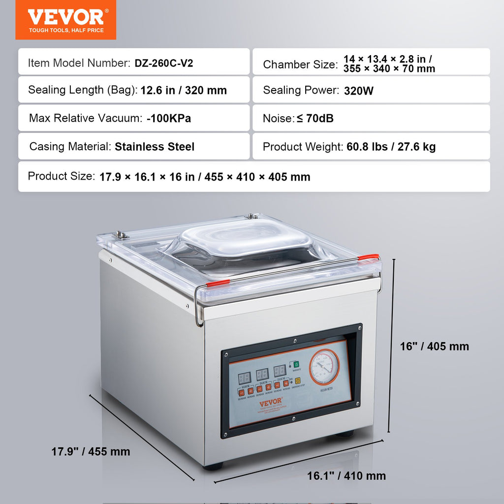 Kamerinis vakuumatorius VEVOR DZ-260C-V2, 320 W